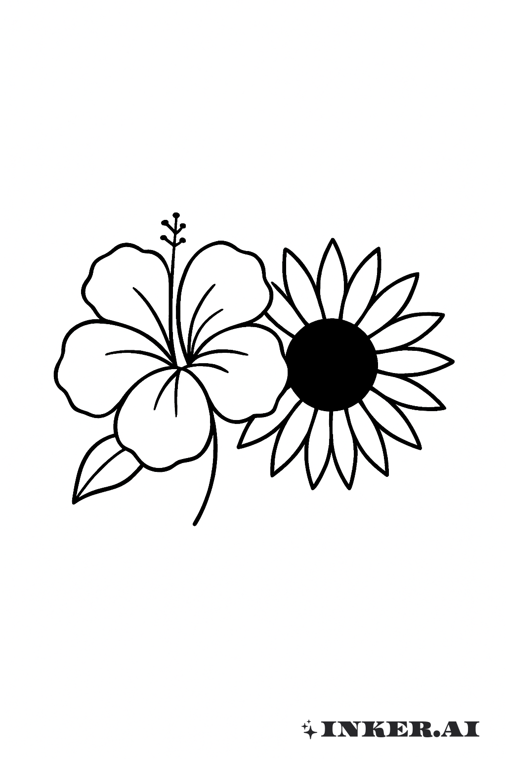 Simple Hibiscus And Sunflower Pair