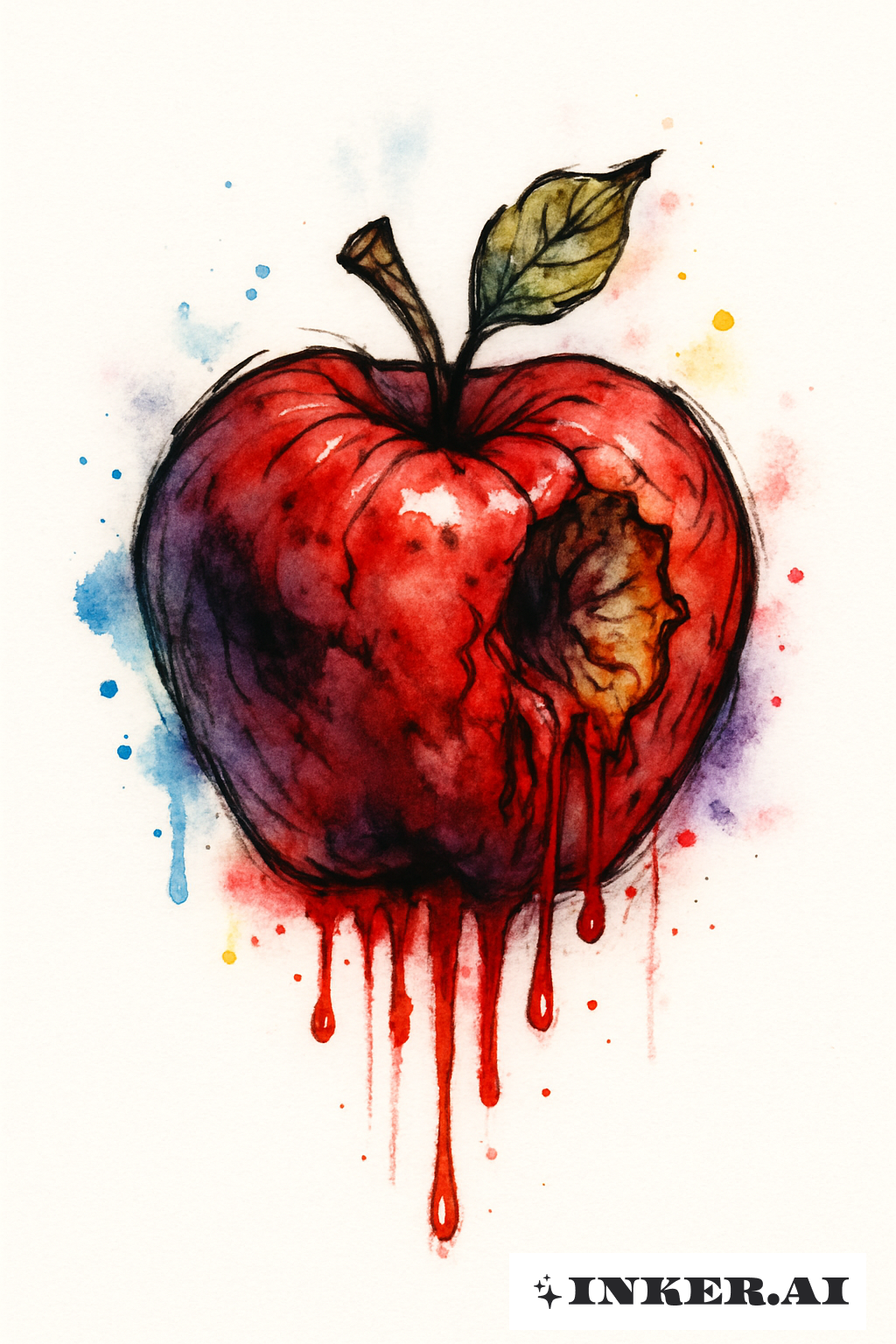 A Bleeding Watercolor Bad Apple