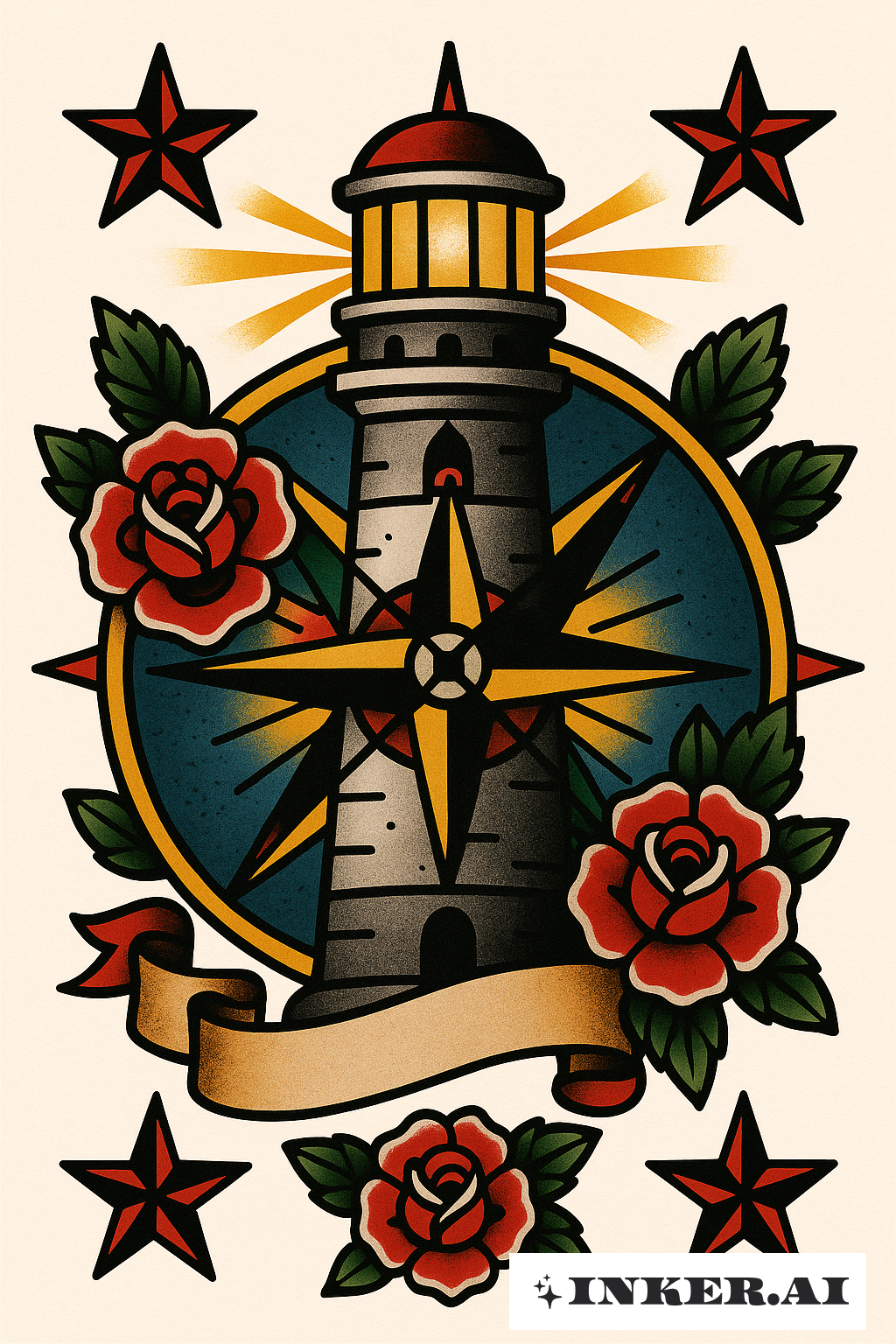 Viejo Faro de Rosa de los Vientos