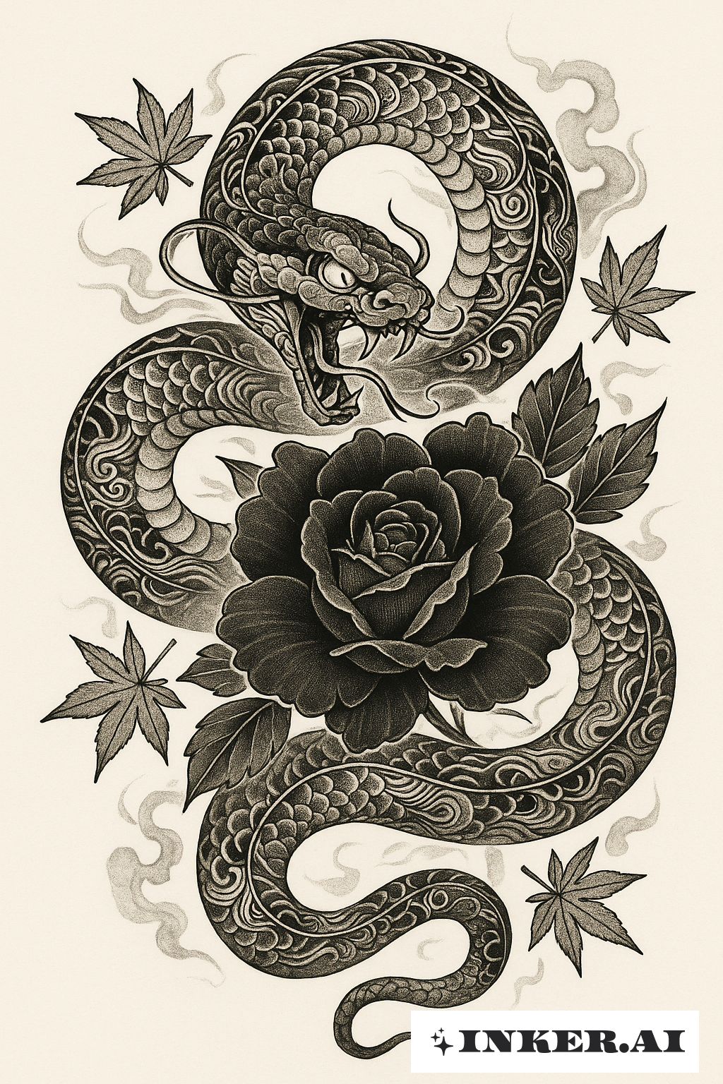 The Serpent Coiled Around A Black Rose