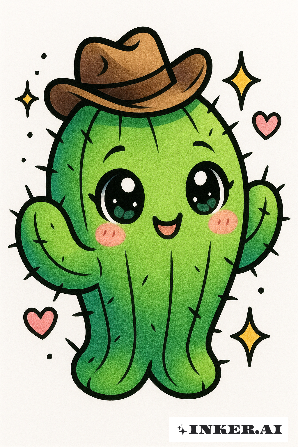 Kaktusfreund mit kleinem Cowboyhut