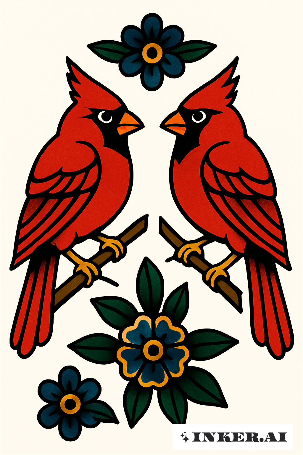 Ein Paar Kardinalvogel-Tätowierung