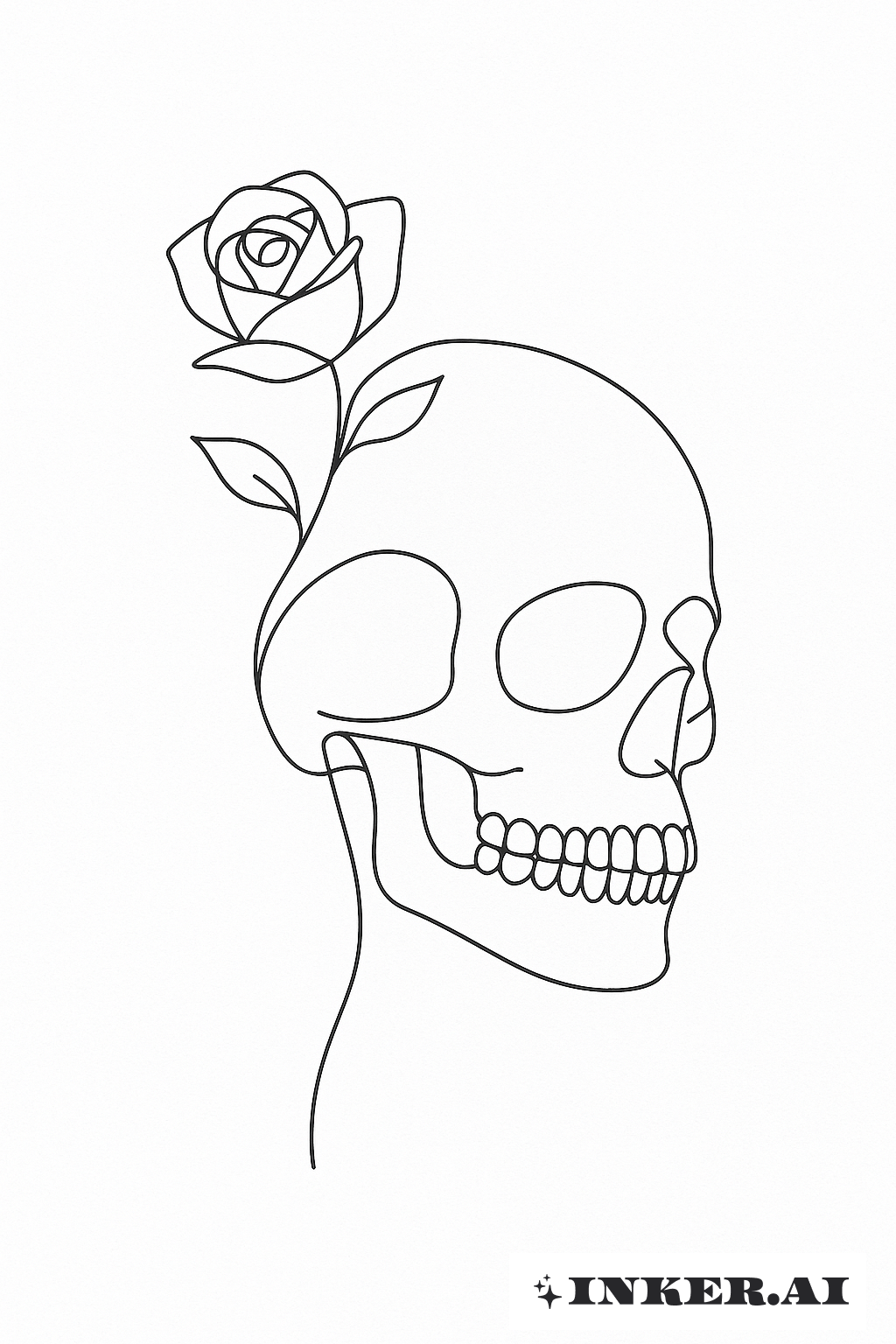 Contorno de Linha Única de Totenkopf e Rosa