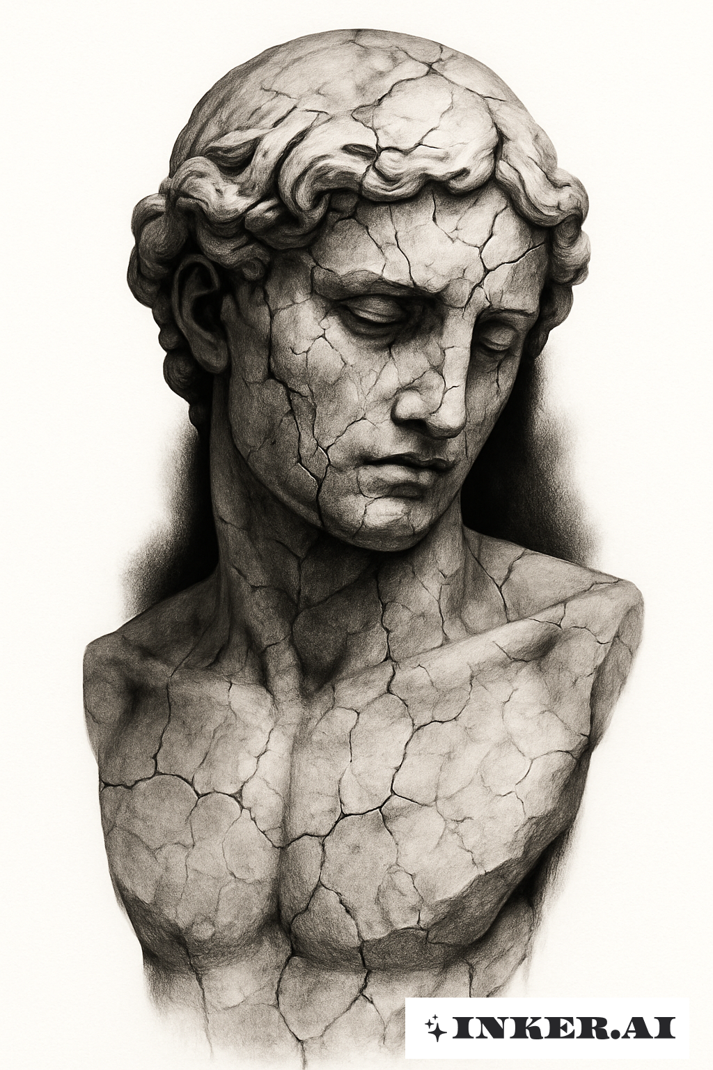 금이 간 대리석 조각상 블랙아웃