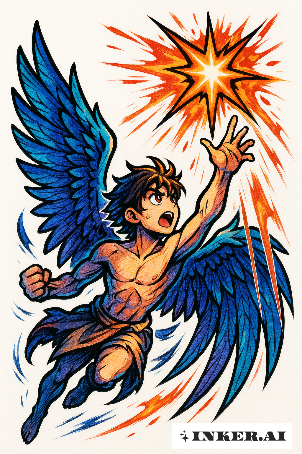 燃える星に手を伸ばすイカロス