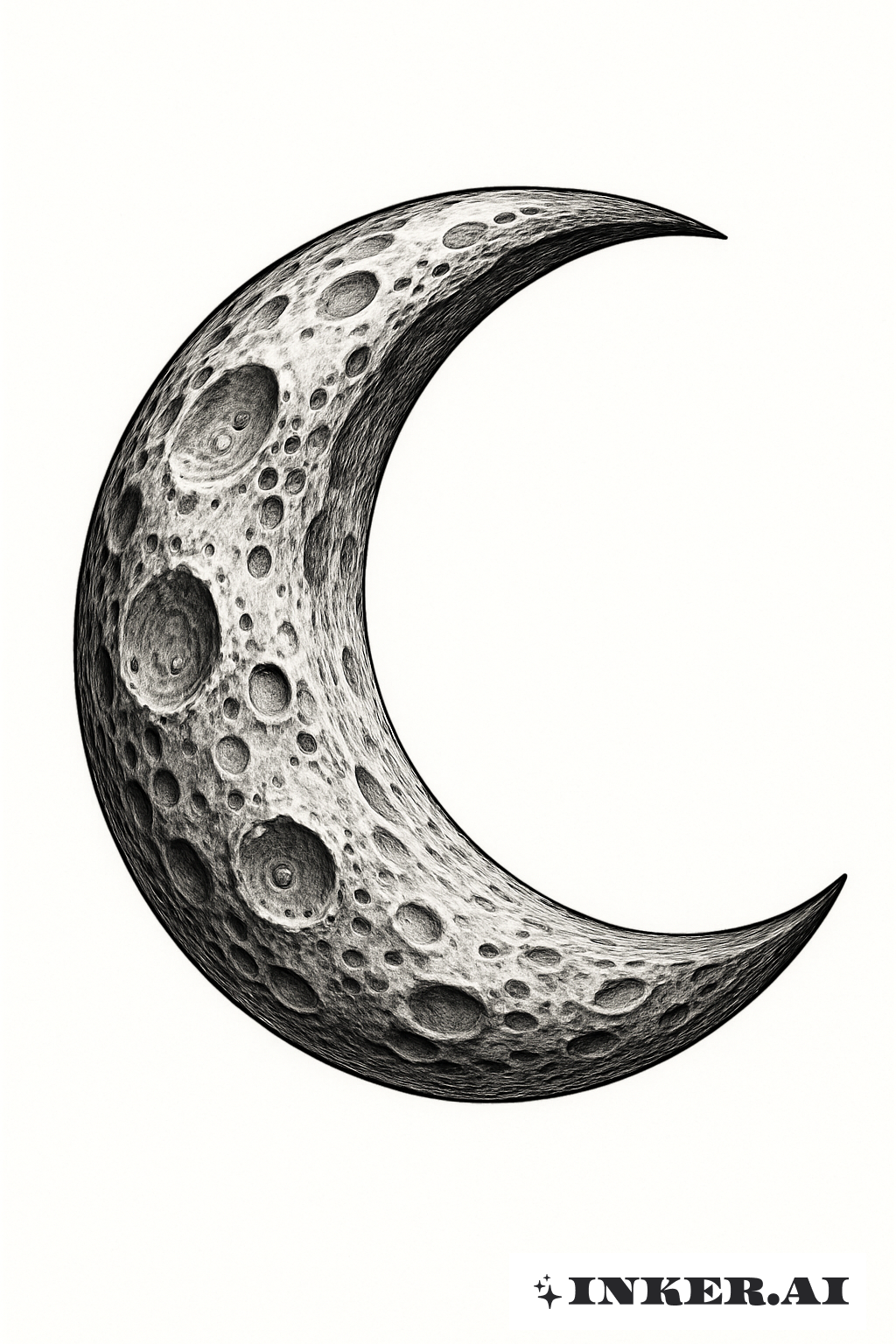 A Realistic Crescent Moon With Craters