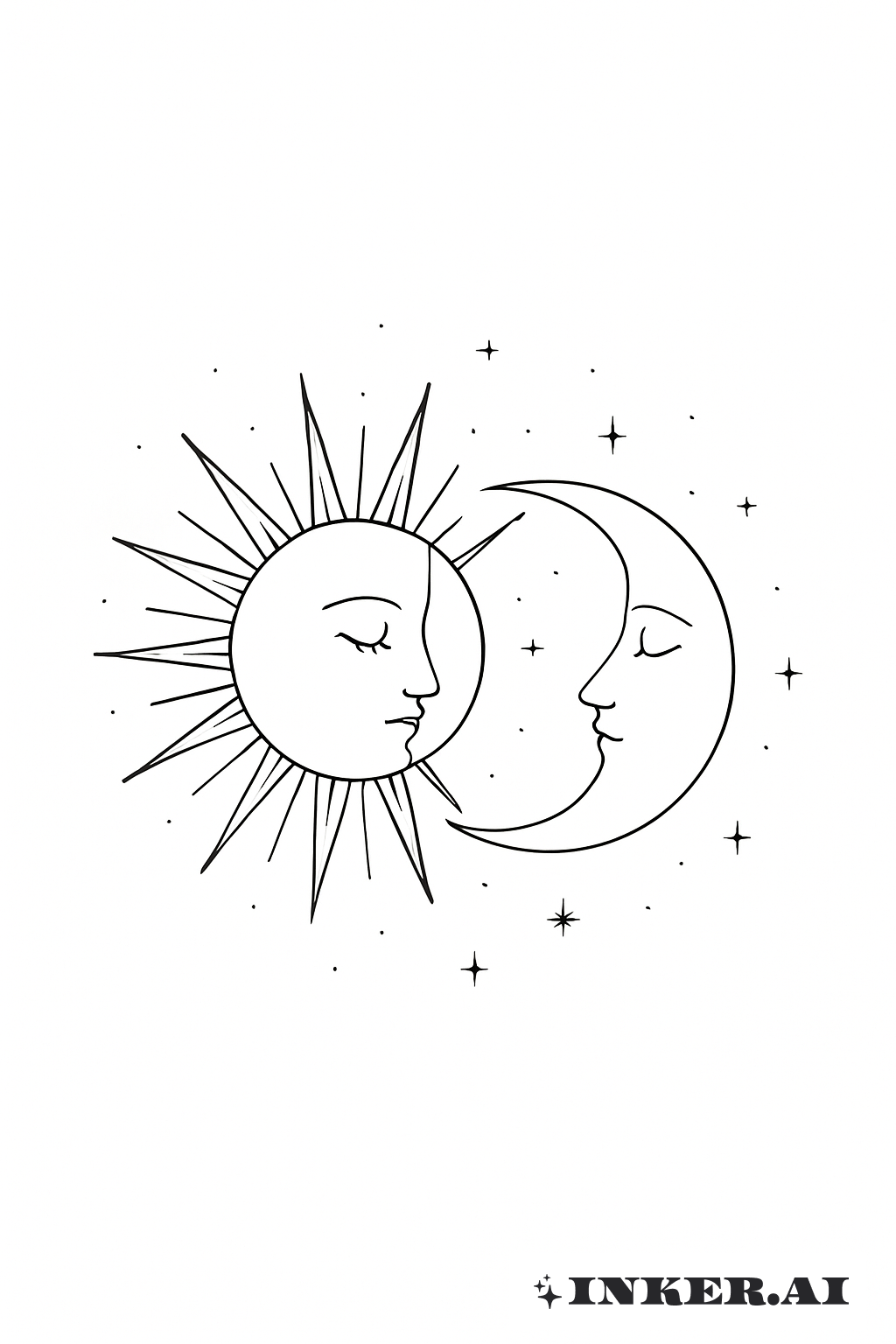 太陽と月と繊細な星空