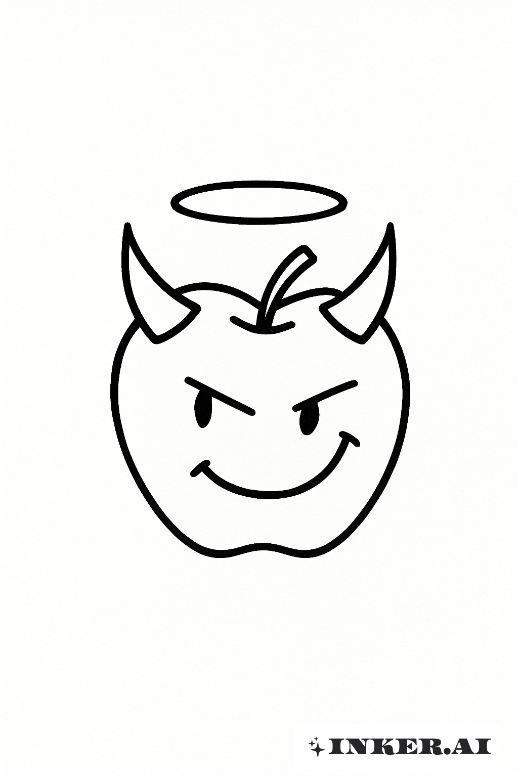 A Bad Apple with Simple Horns and Halo