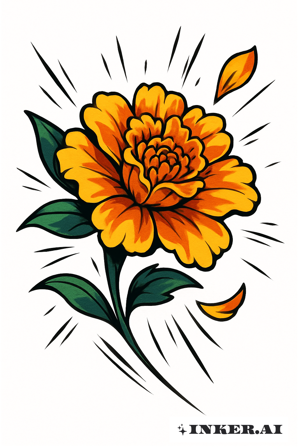 Dynamic Marigold With Action Lines