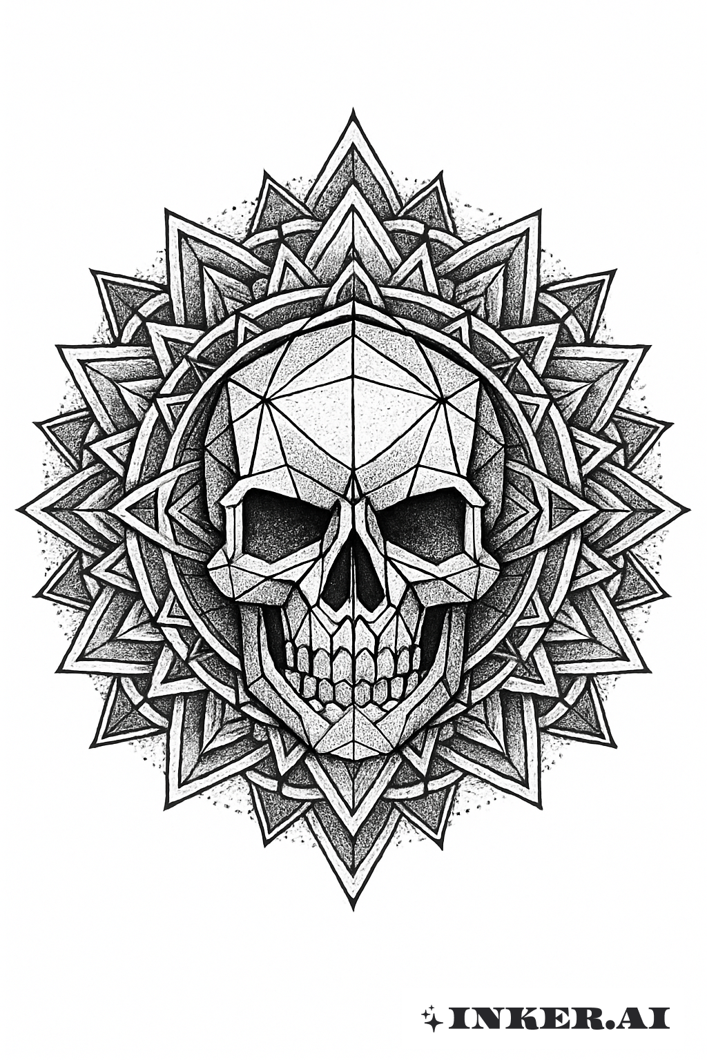 Padrão de Mandala Com um Totenkopf Central
