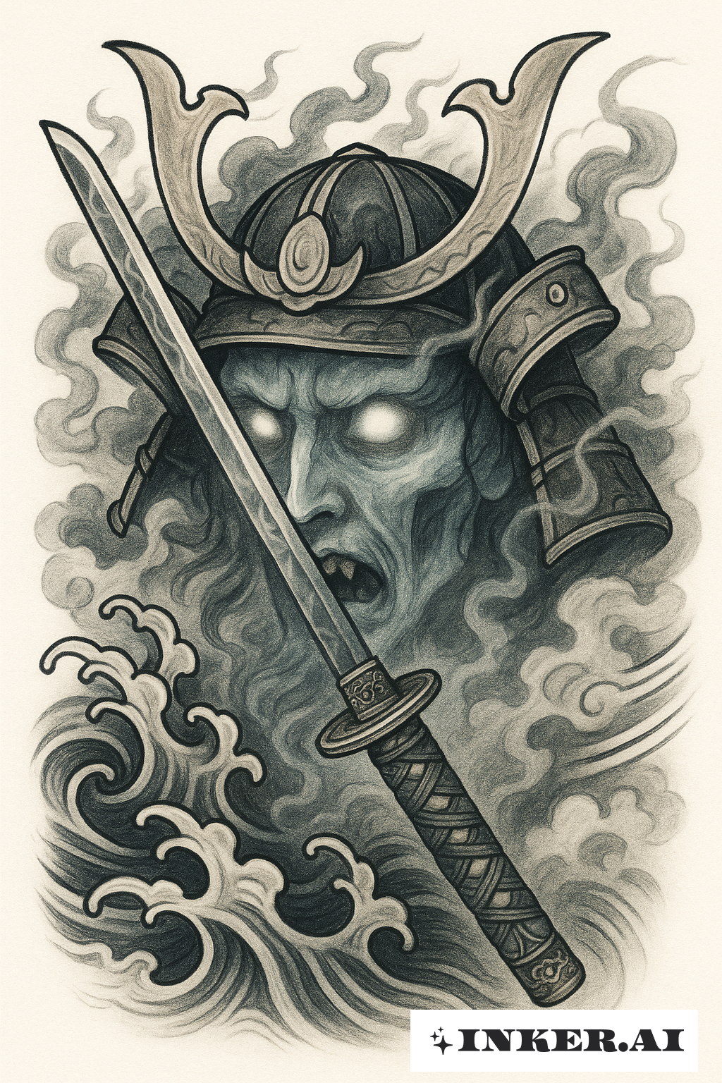 A Samurai Ghost Face With A Katana