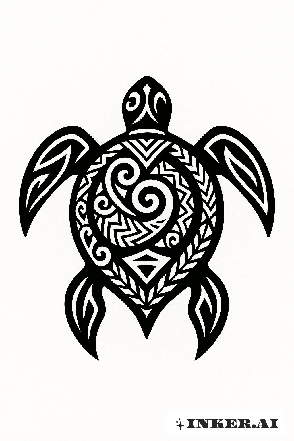 Motif Tribal Polynésien Tortue de Mer
