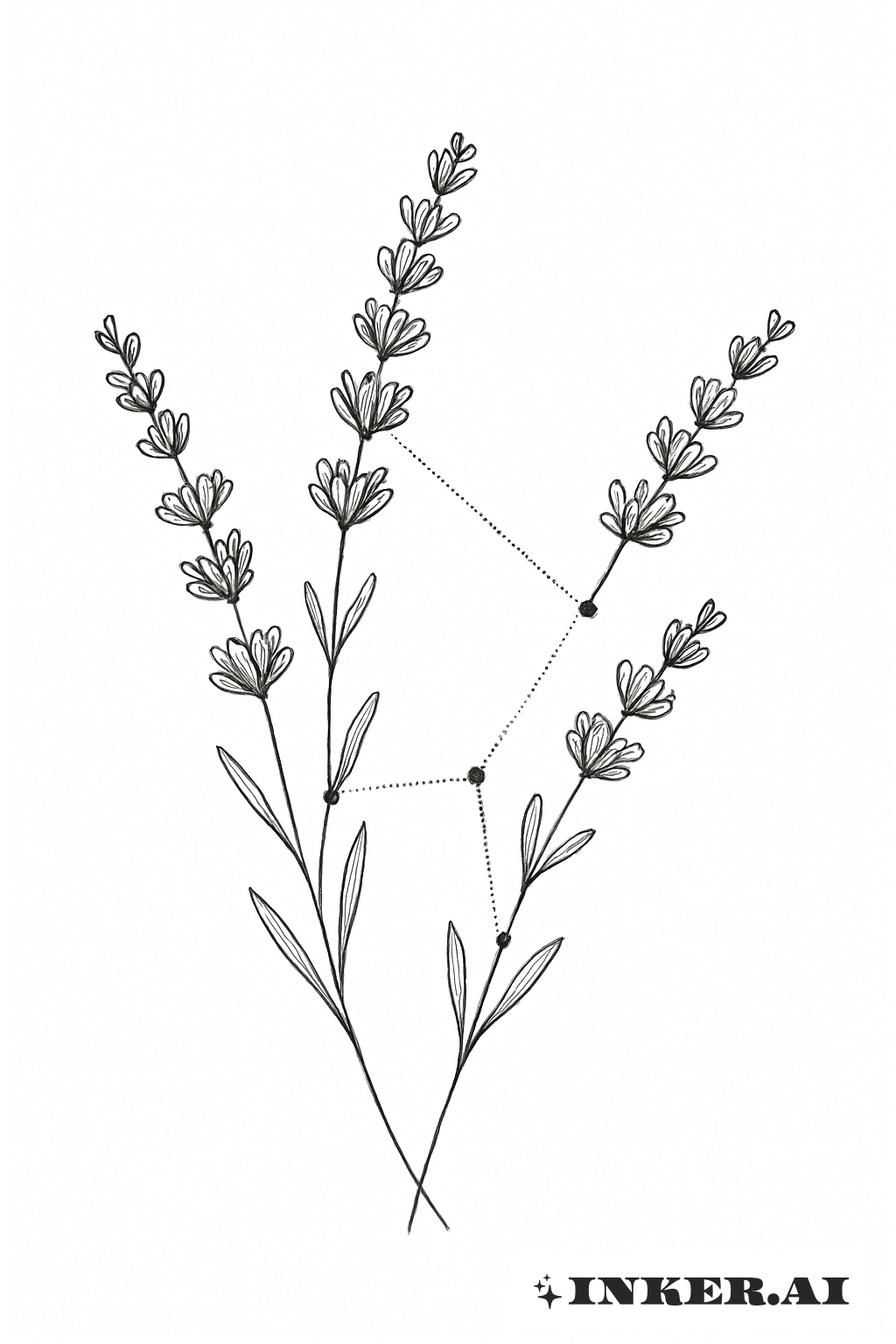 Lavender Stems Forming A Constellation