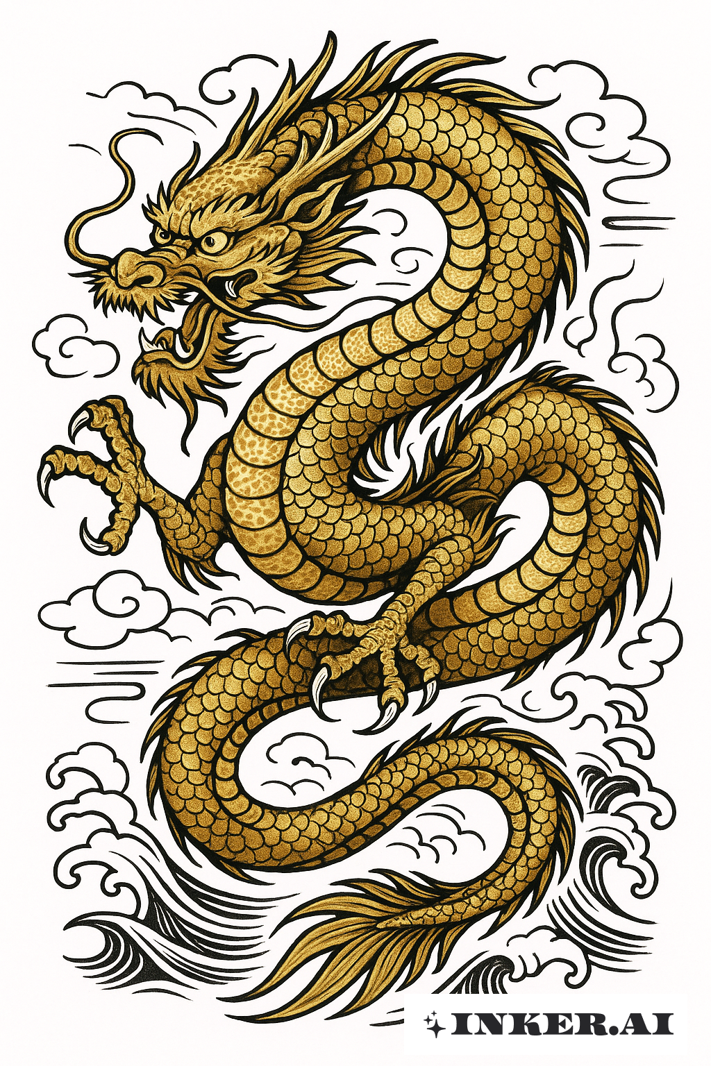 Drache mit goldenen Honigwaben-Schuppen