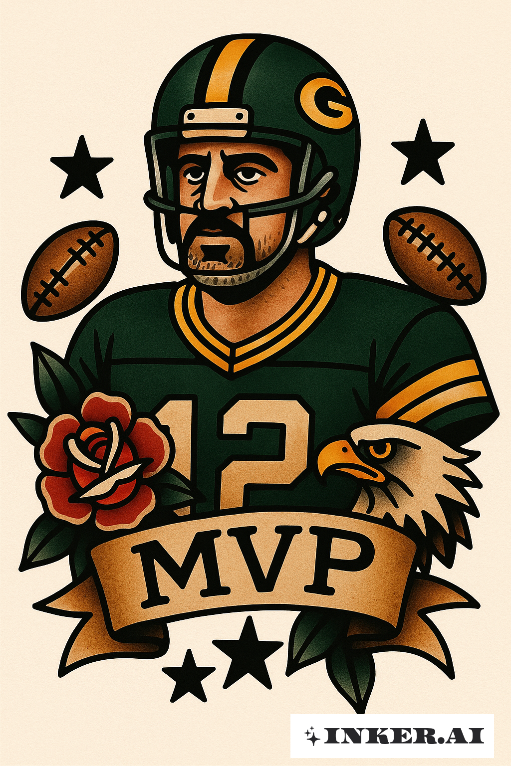 Aaron Rodgers MVP 橫幅刺青