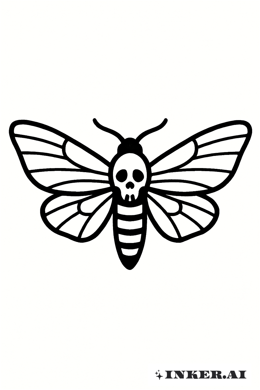 Open-Winged Death Moth Illustration