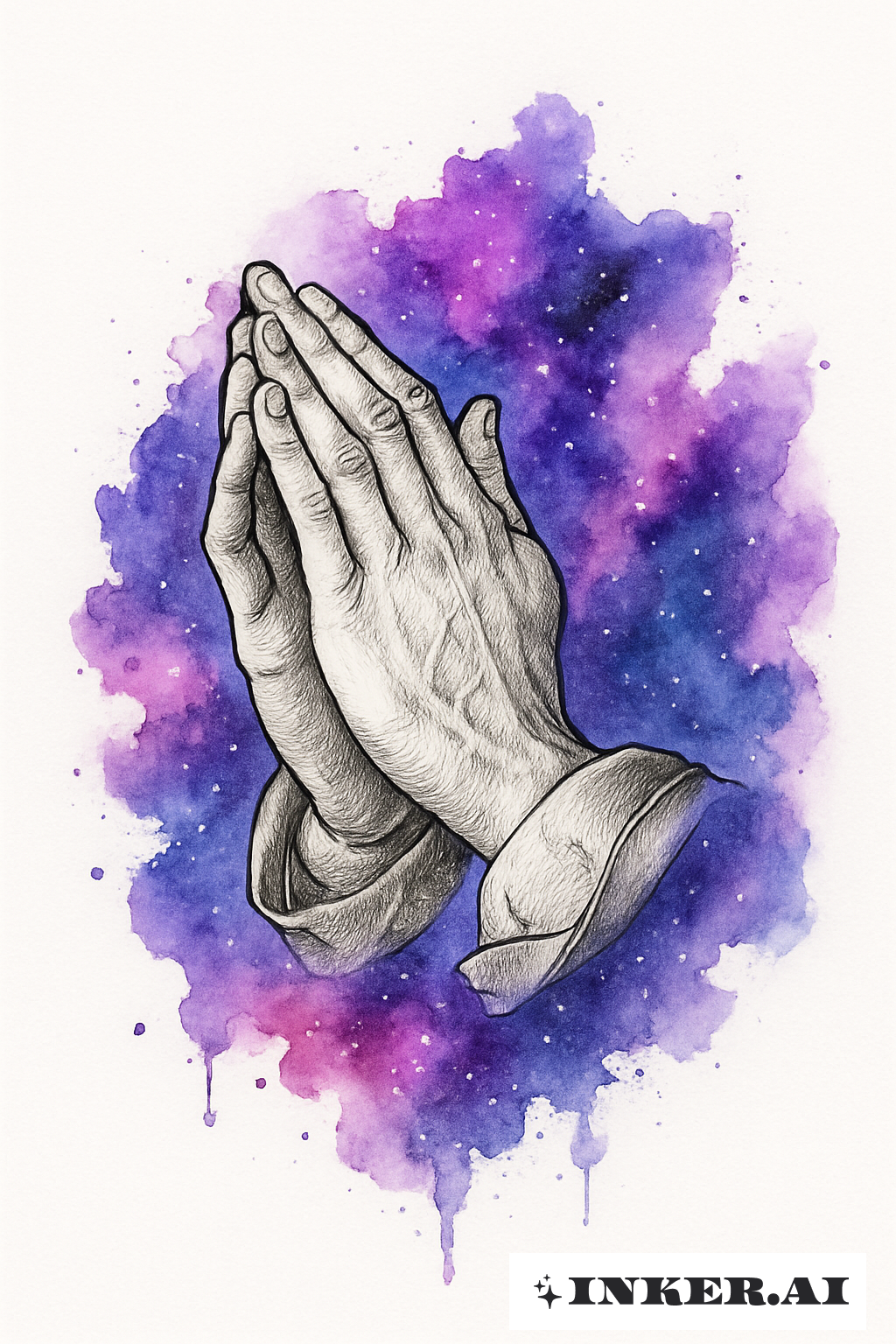 Galaxy Wash Behind Praying Hands