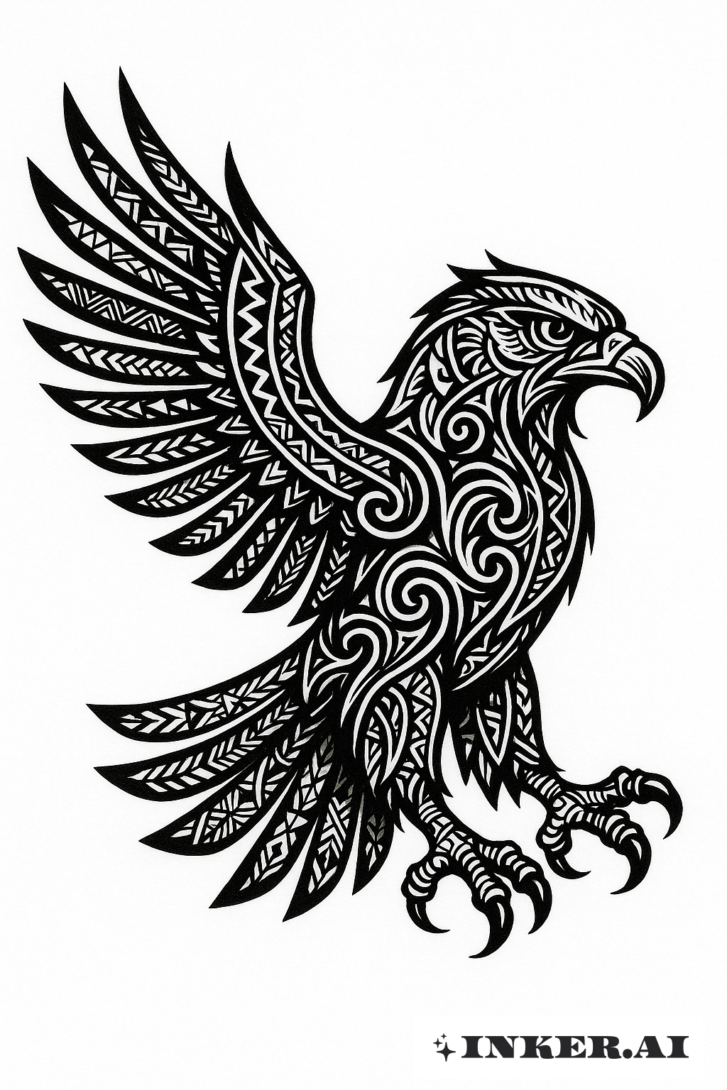 Águia Polinésia com Padrões Fluentes