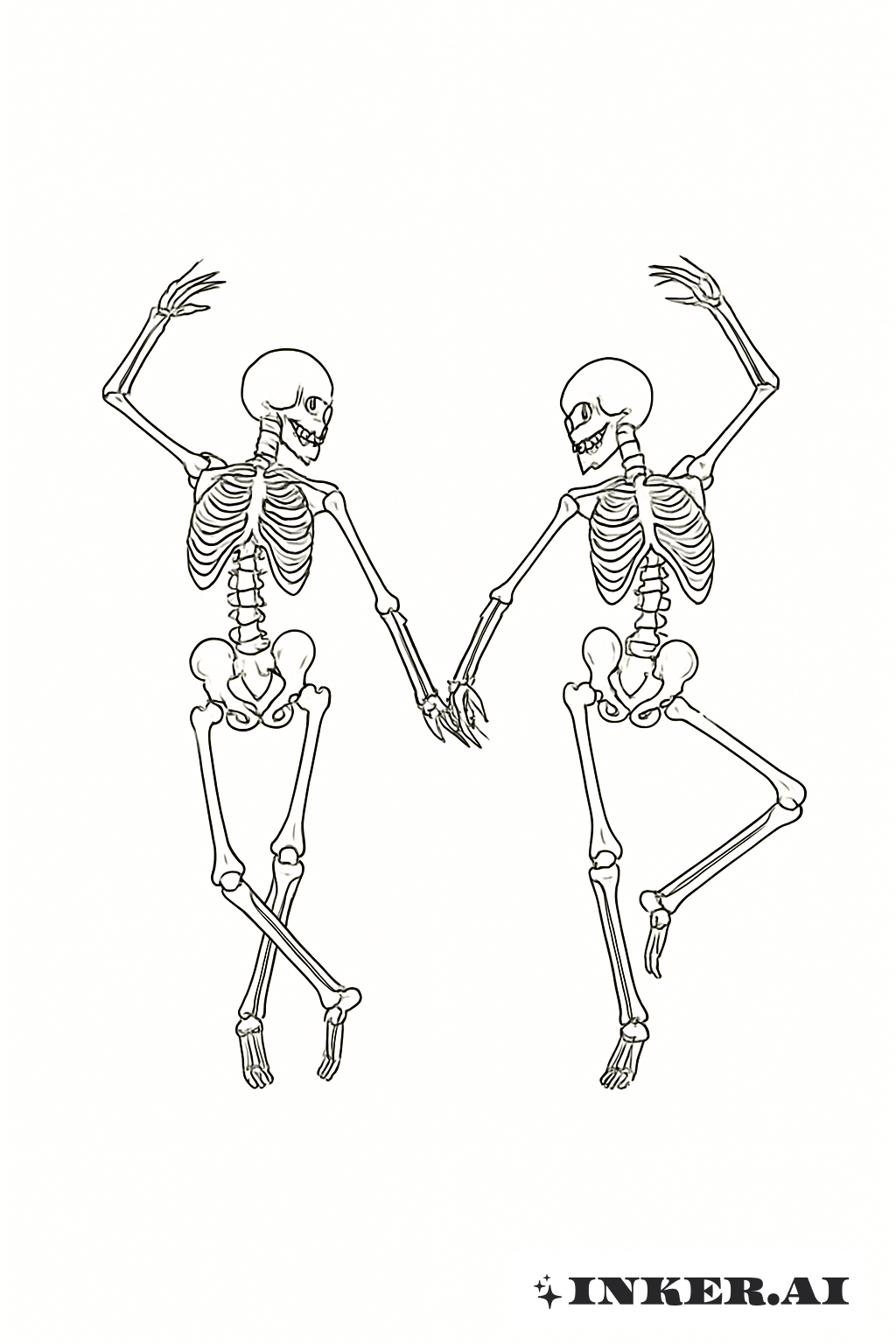 Minimalist Dancing Skeleton Duo