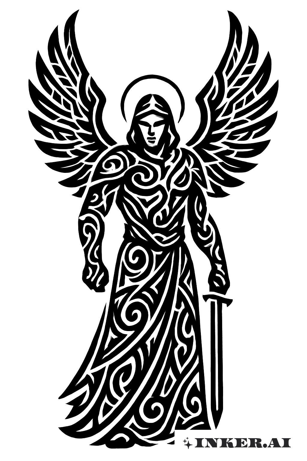 Tribal Guardian Angel with Soaring Wings