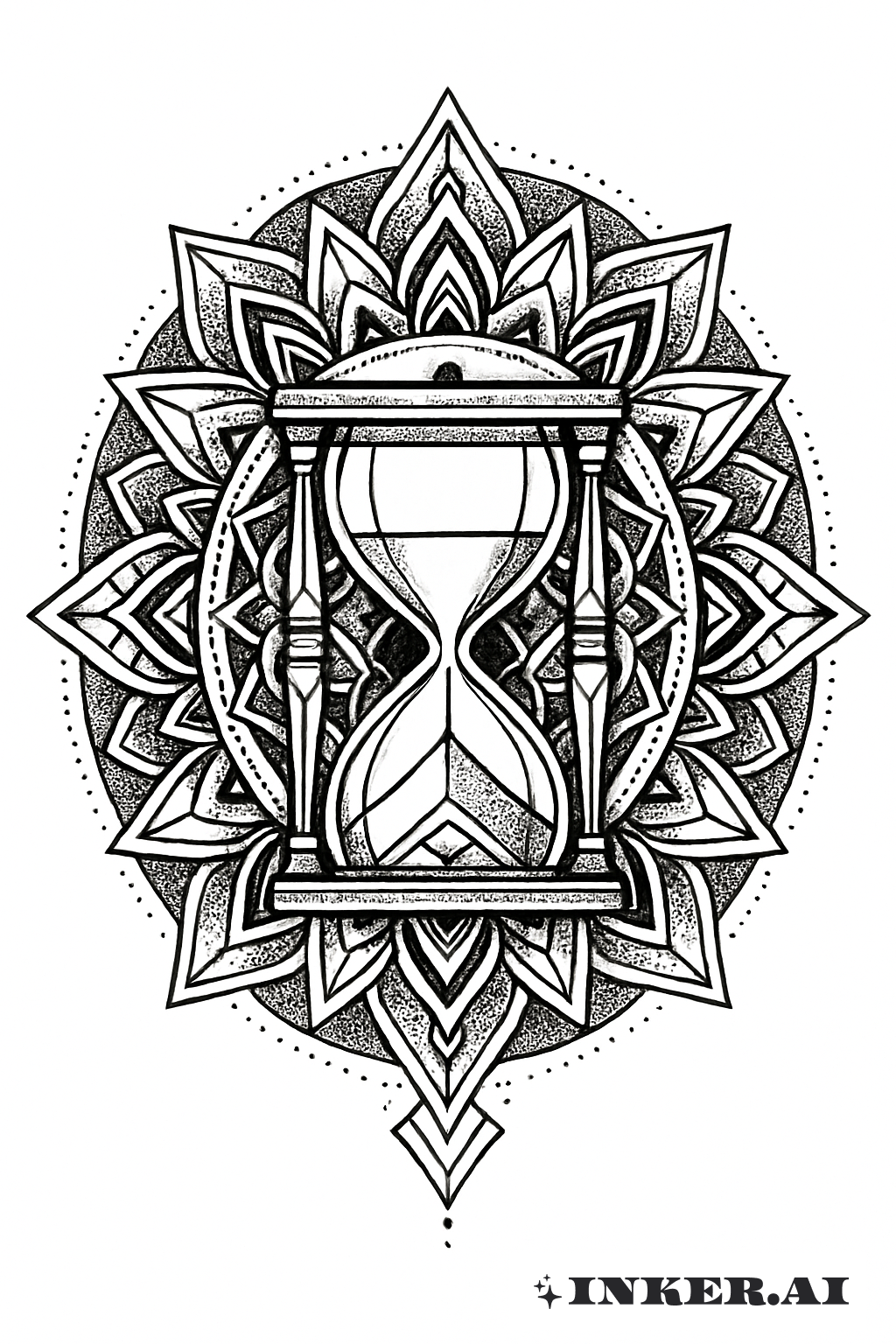 Mandala Encerclant le Sablier