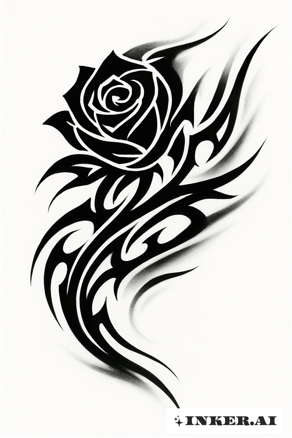 Flowing Lines Of A Black Rose Spirit