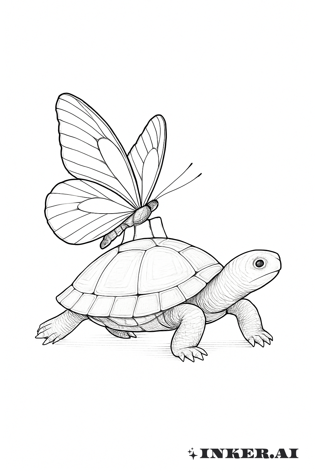 A Delicate Butterfly Resting On A Turtle