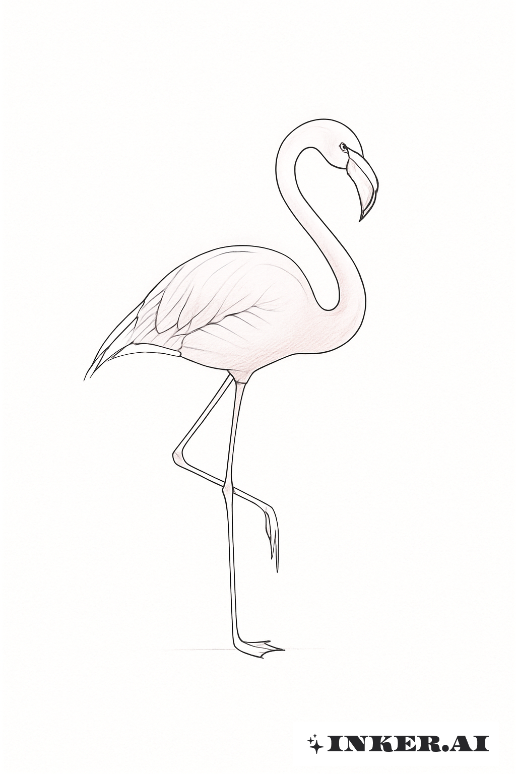 Flamant Rose Délicat Debout
