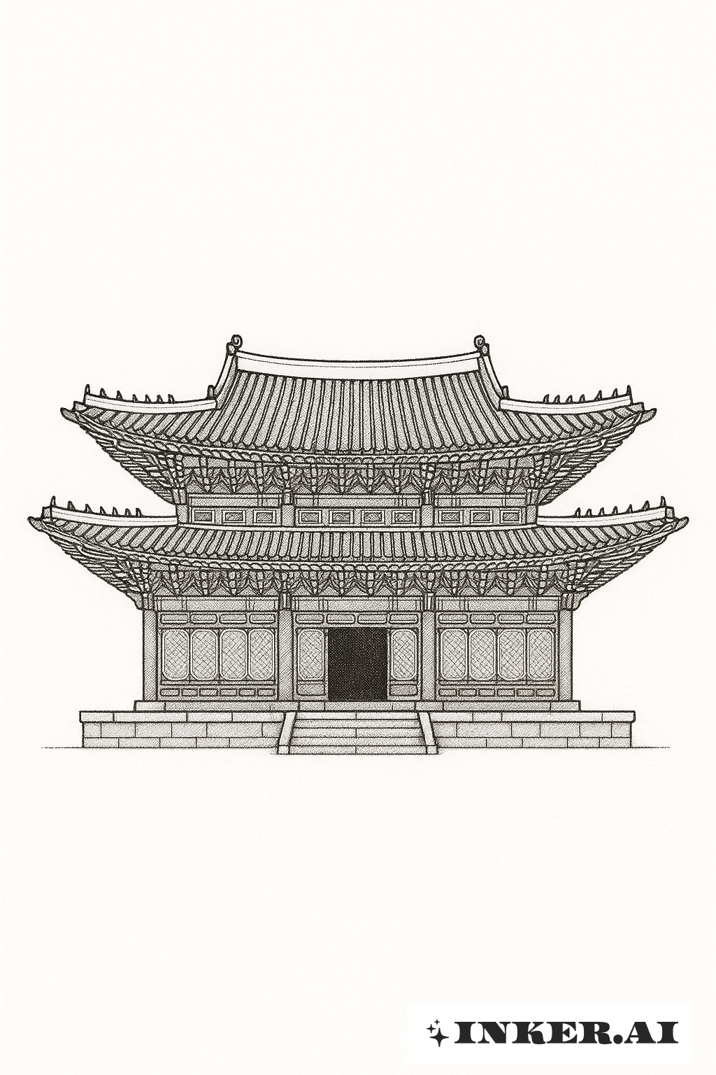 ファインライン 韓国宮殿寺院