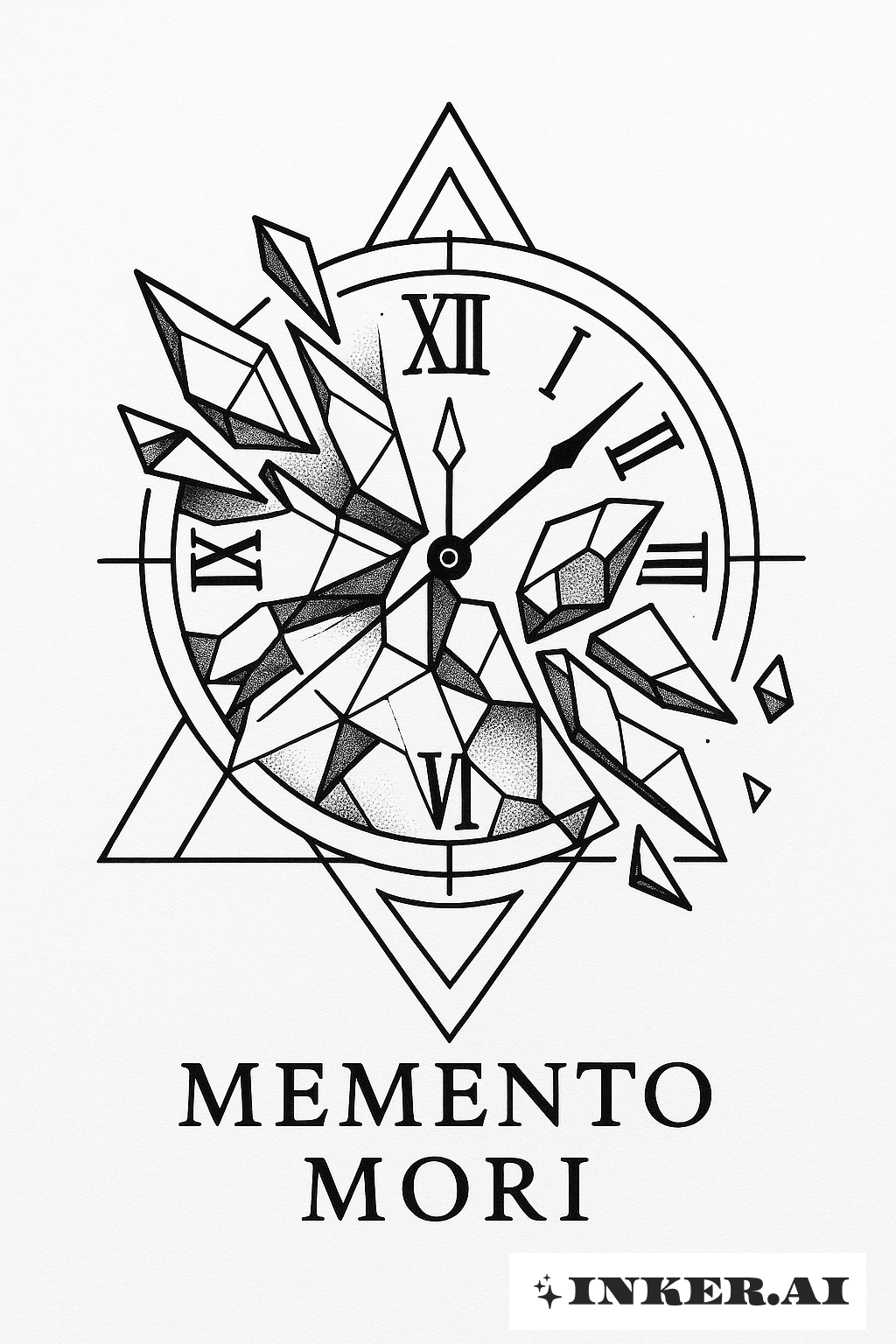 Fragmentiertes Zifferblatt Memento Mori