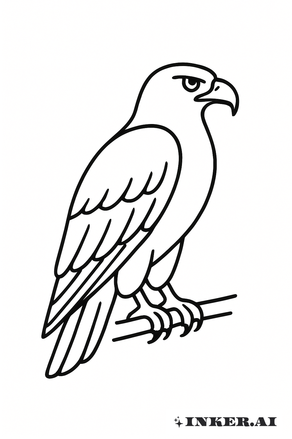 Contorno Simples de uma Águia Empoleirada