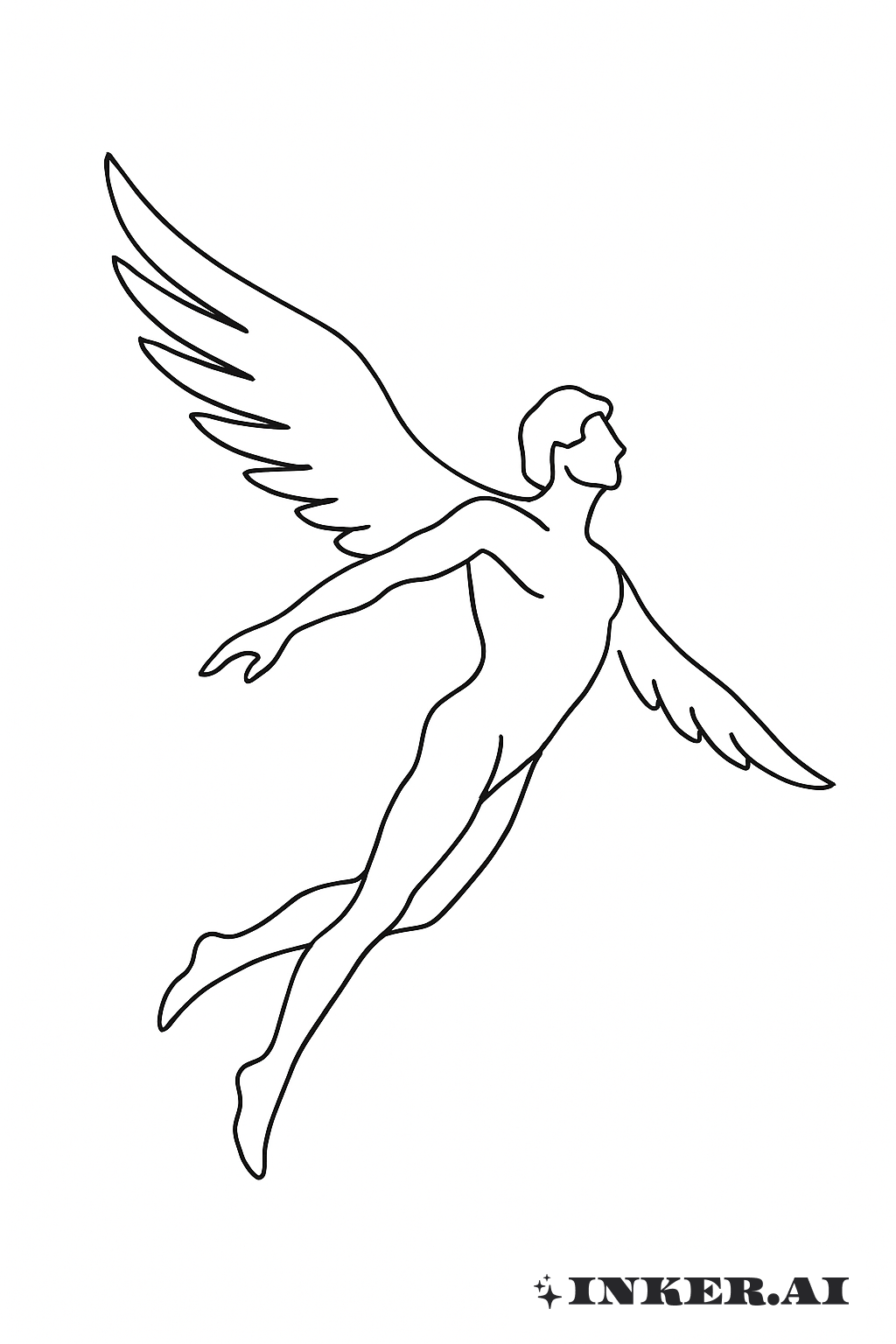 一筋の飛行線で表現されたイカロス