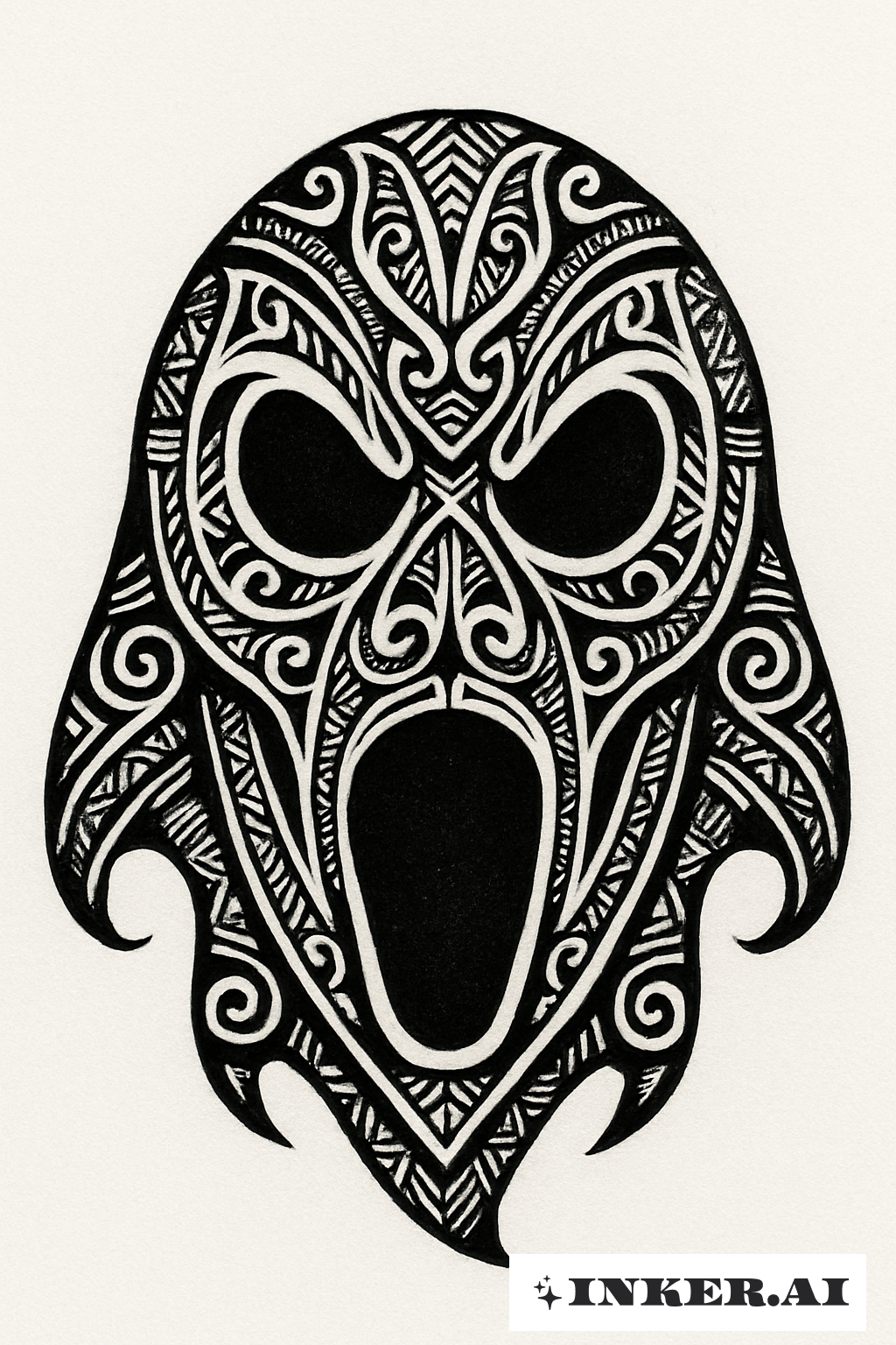 Polynesian Style Abstract Ghost Face
