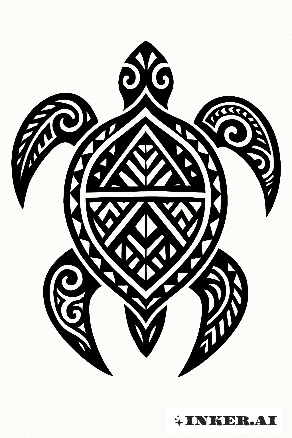Samoan Turtle With Bold Tribal Markings