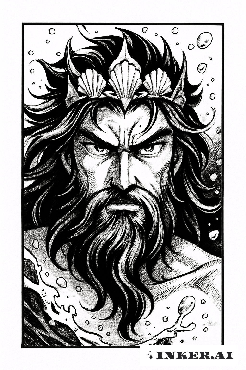 A Manga Panel Of Poseidon's Powerful Gaze