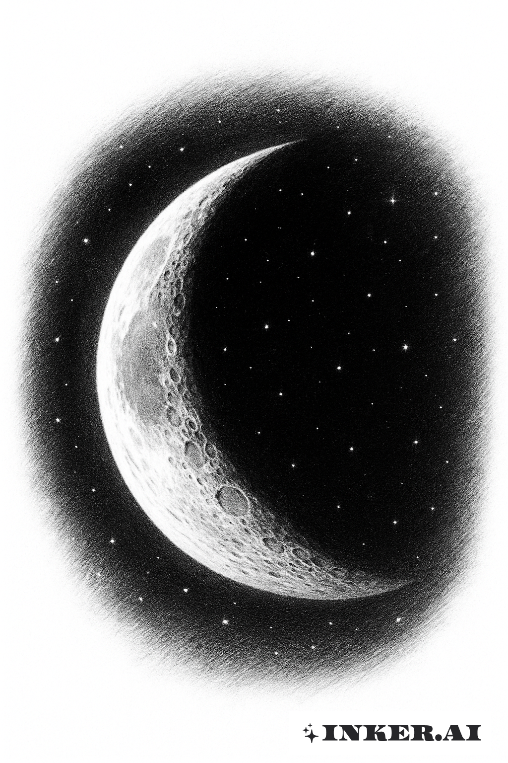 A Realistic Waxing Crescent Moon In The Sky
