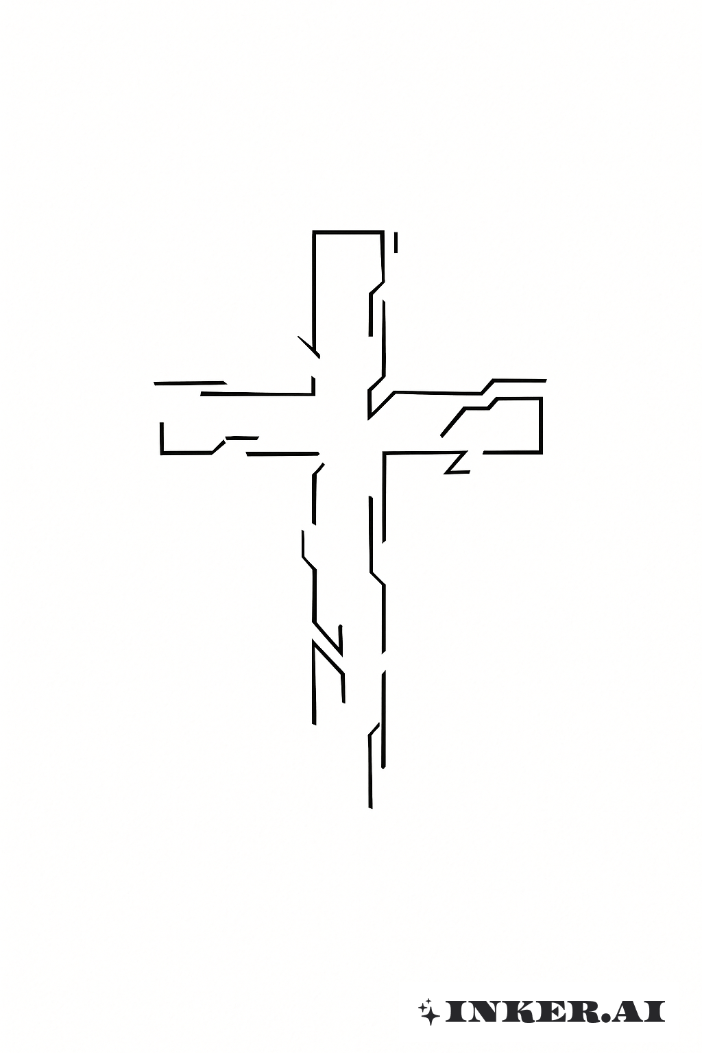 Fragmented Cyber Sigilism Cross Symbol
