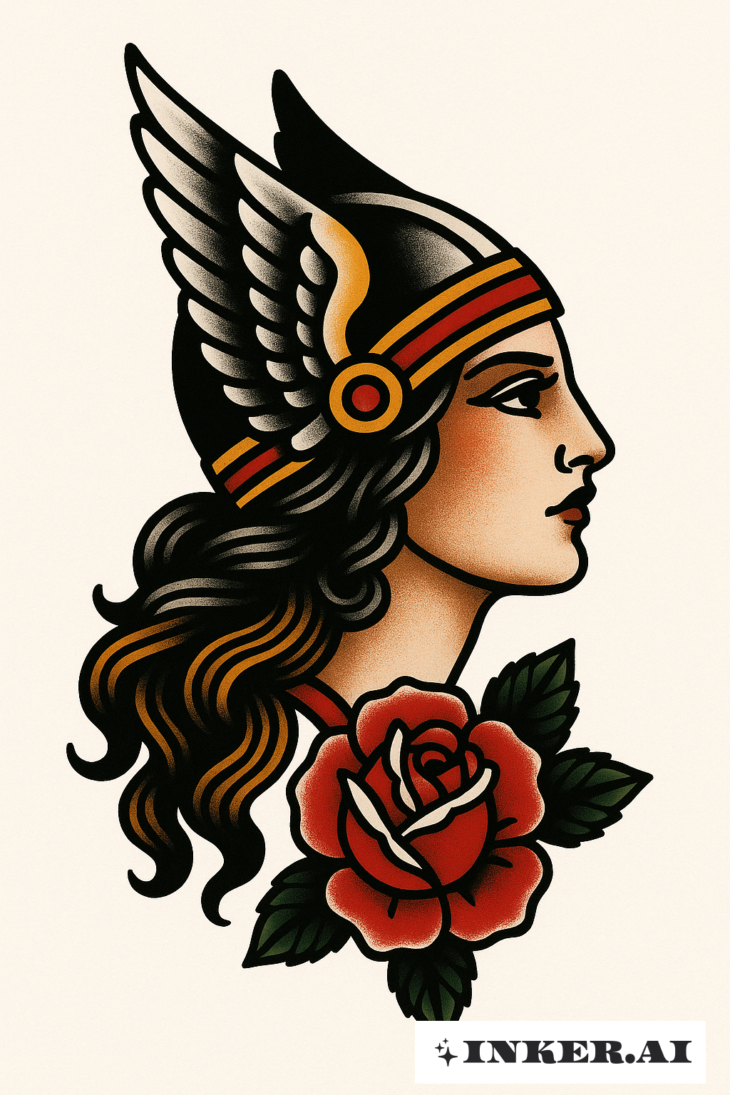 Valkyrie's Profile With A Red Rose
