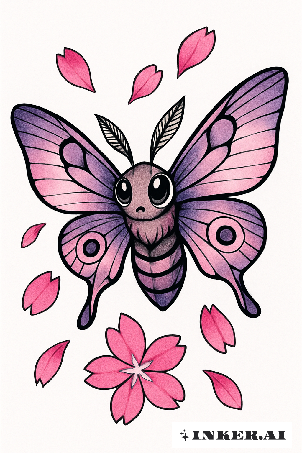 Death Moth Amidst Falling Sakura Petals