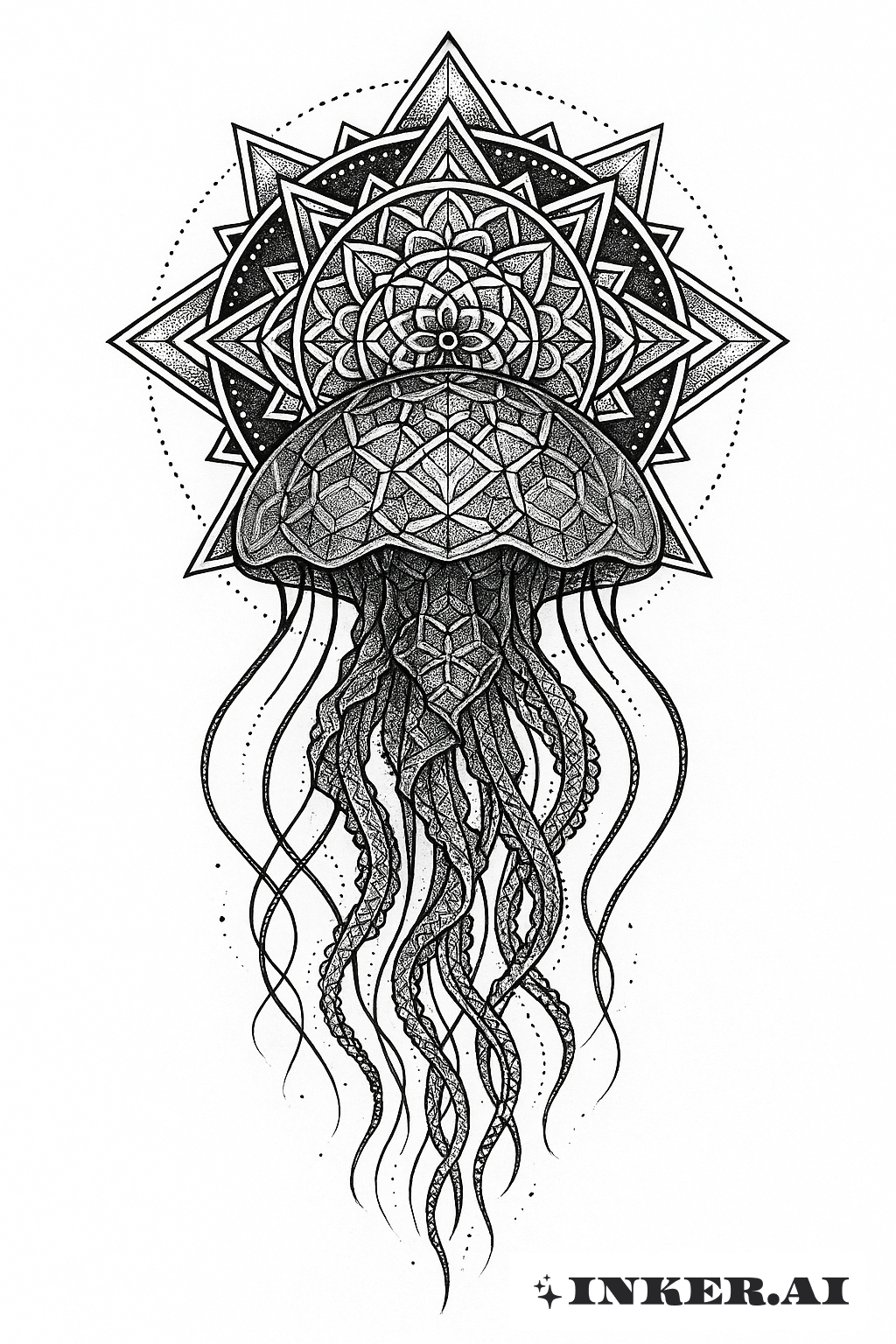 Mandala de Água-viva com Geometria Sagrada