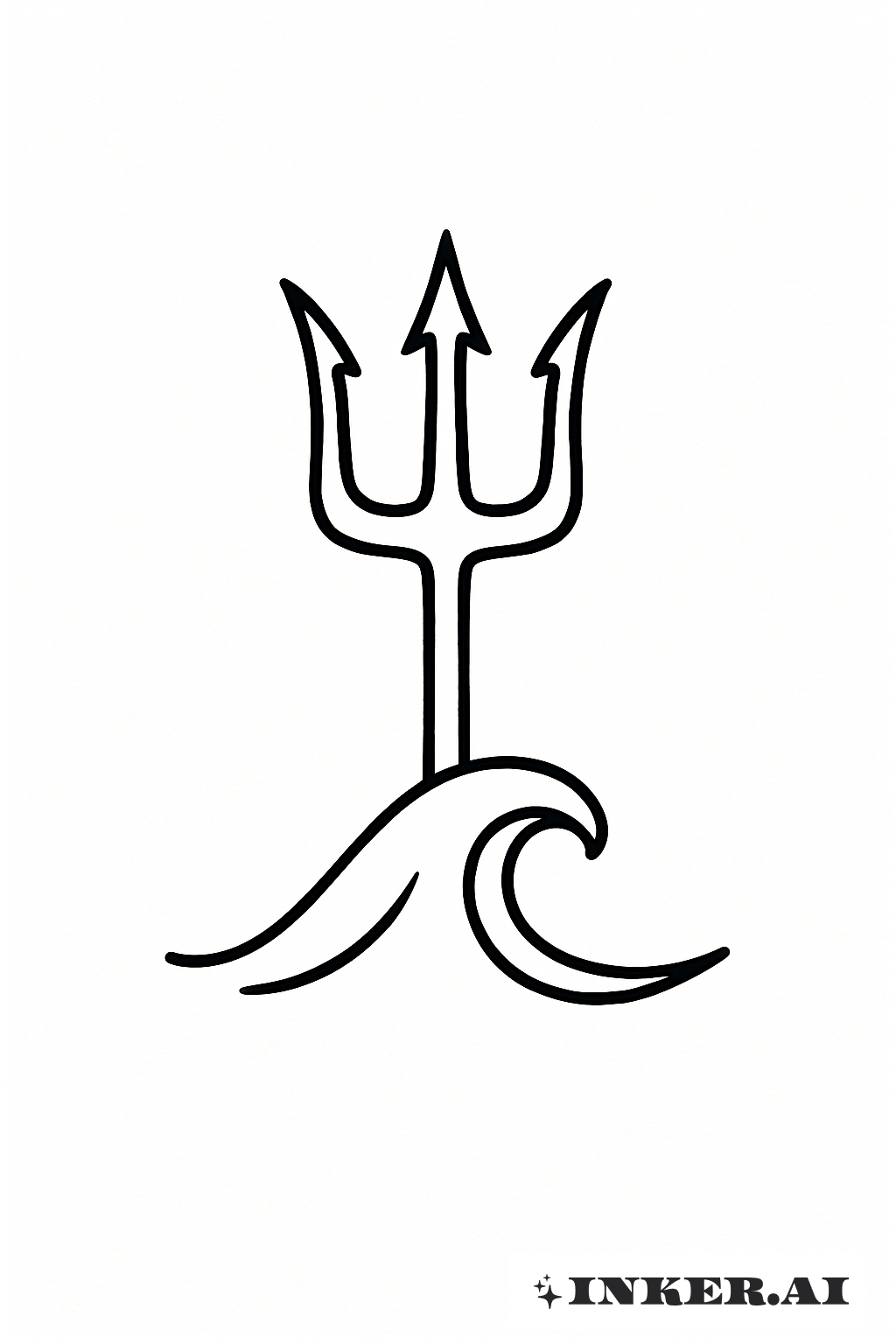 A Simple Icon Of Poseidon's Trident And A Wave