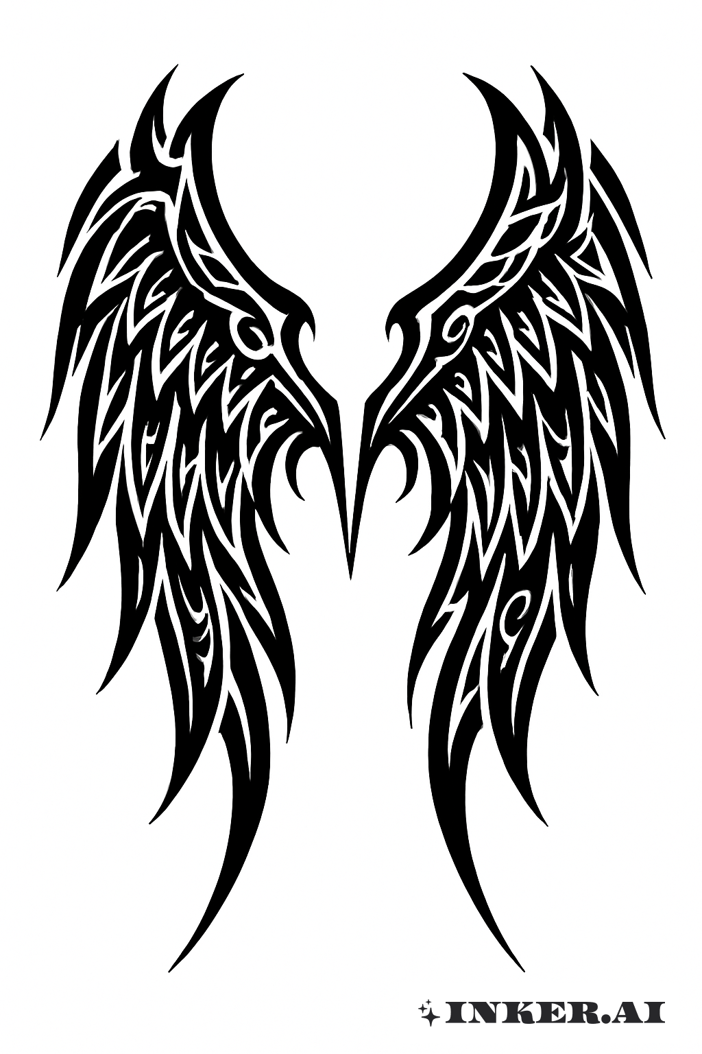Übernatürliche Engelsflügel in einem scharfen Stammesmuster