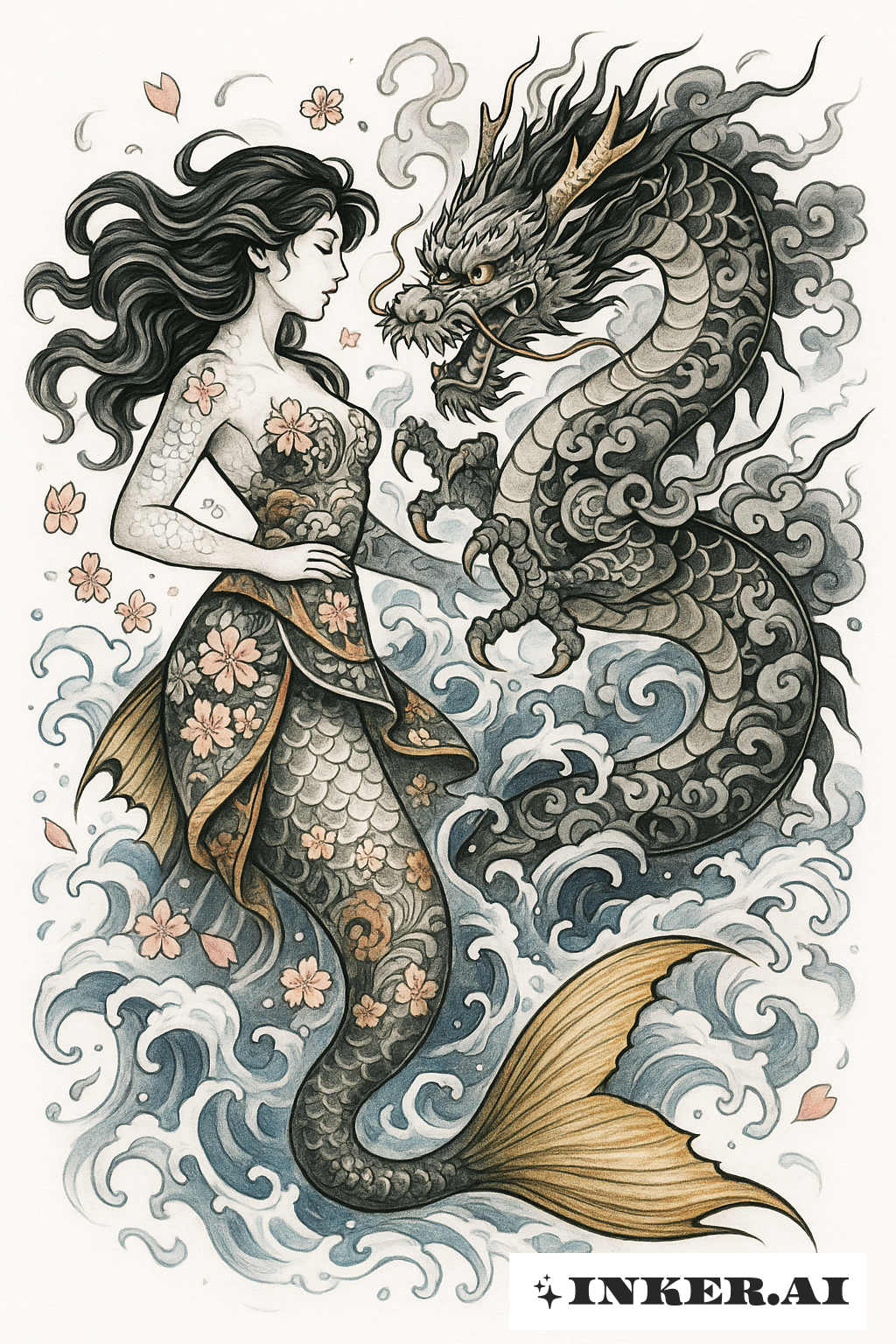 美人鱼与凶猛海龙的战斗
