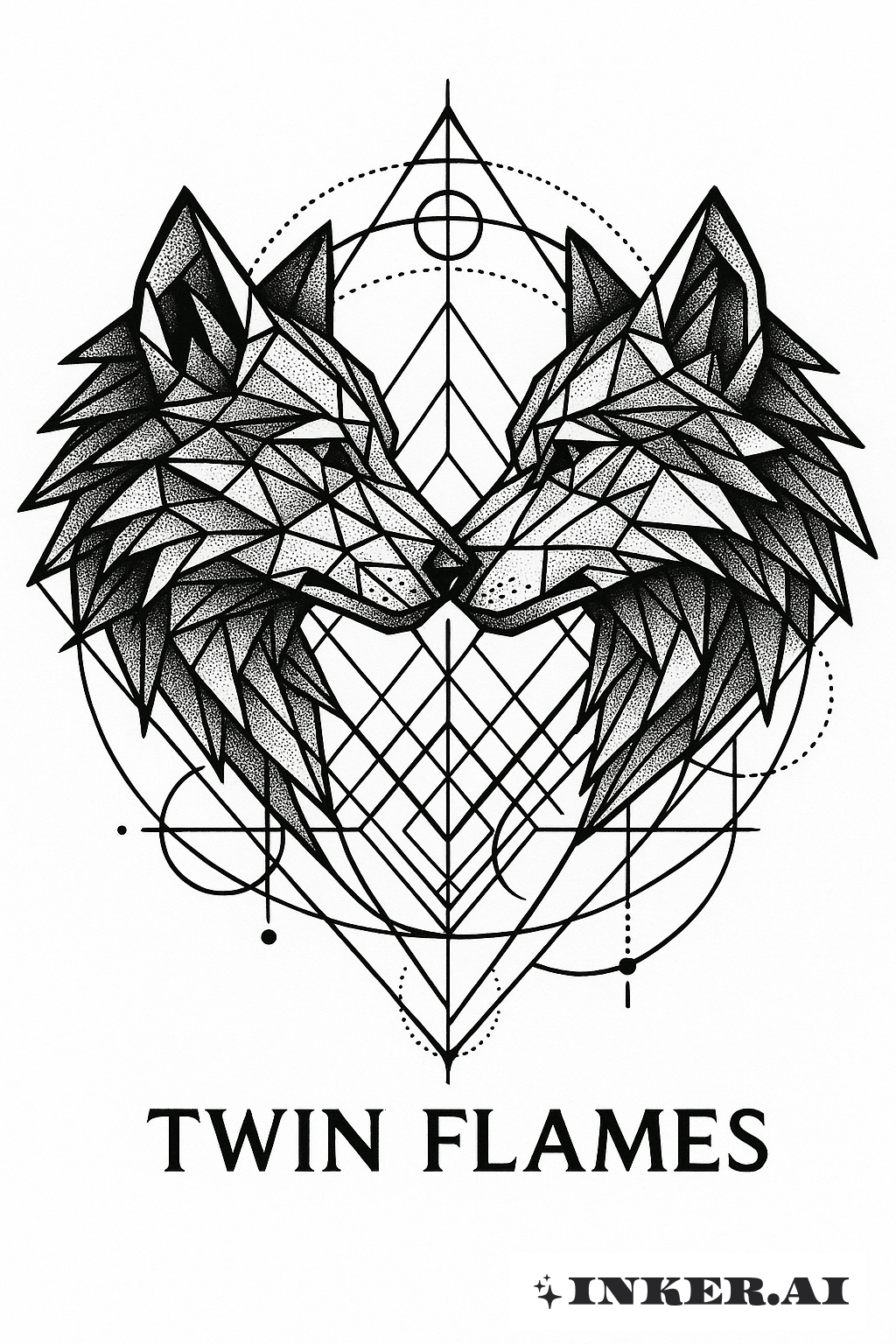Geometric Wolves Of The Twin Flame