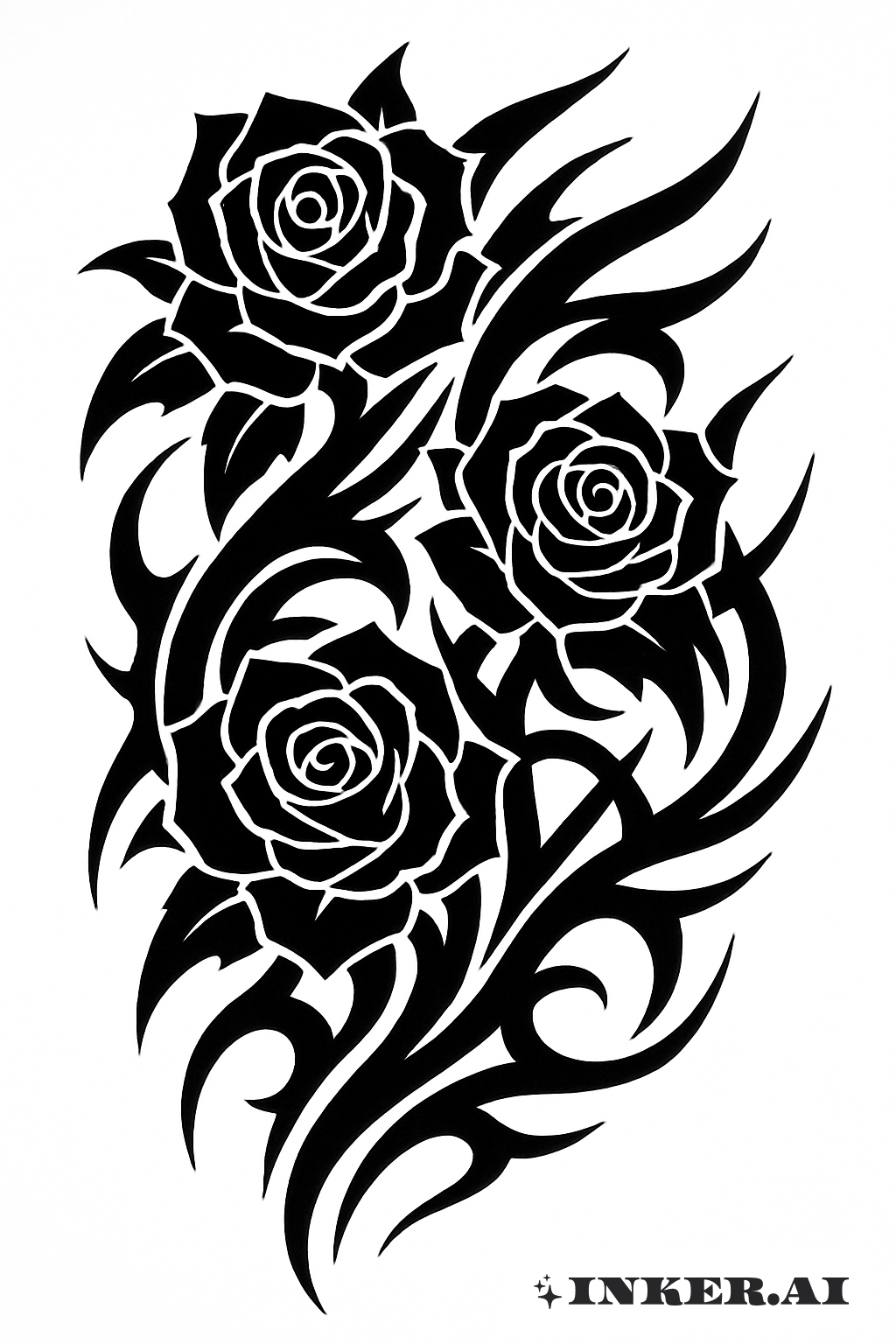Interlocking Black Rose Tribal Pattern