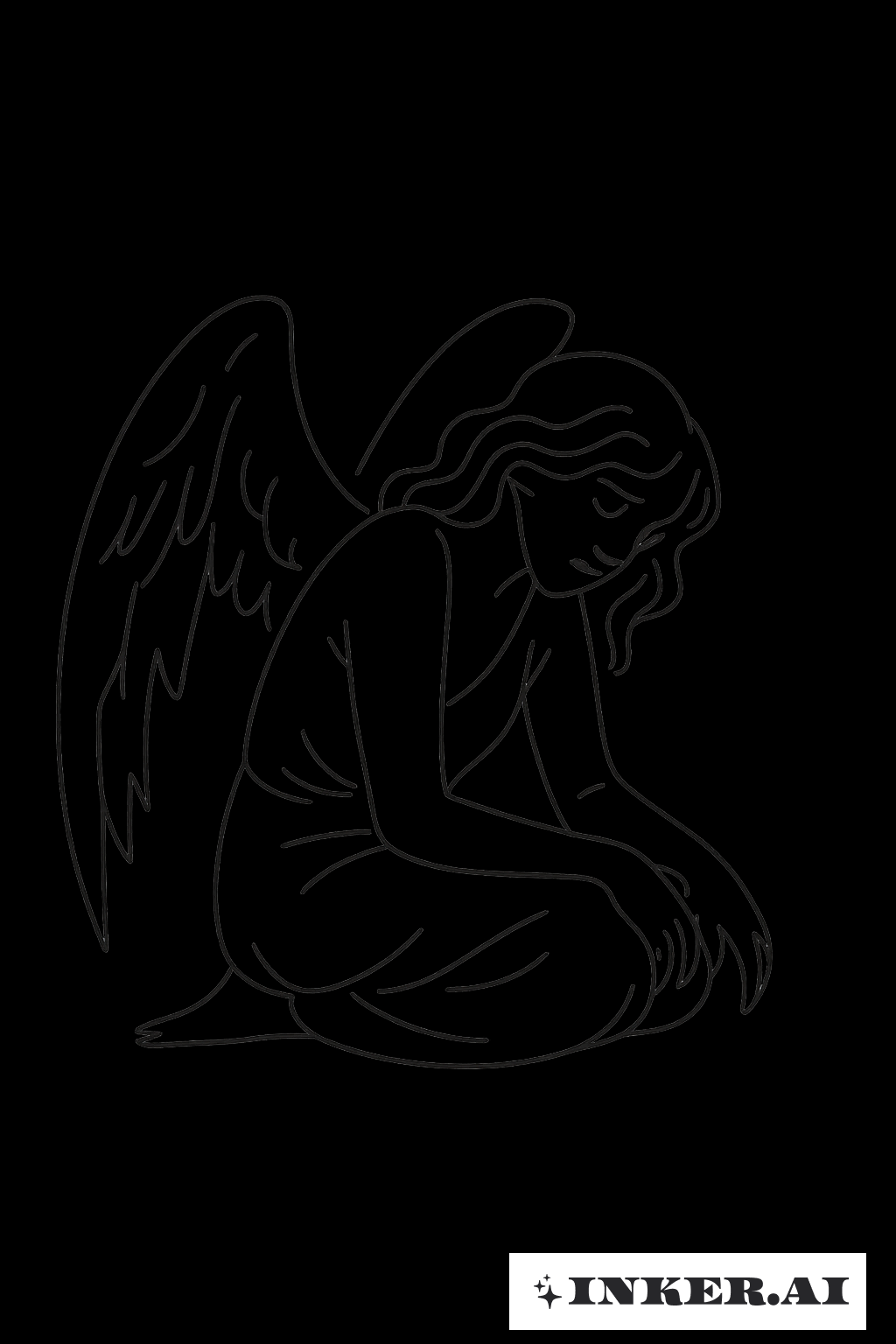 Fallen Angel With Simply Drawn Broken Wings