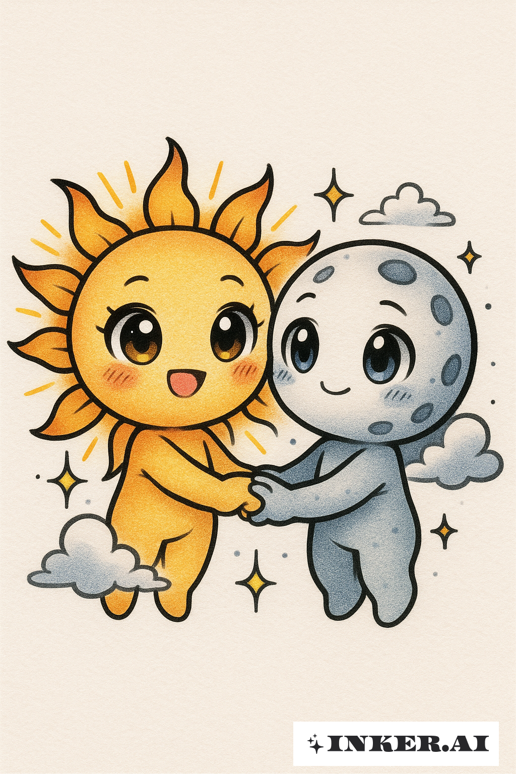 ちび太陽と月の手を繋ぐ