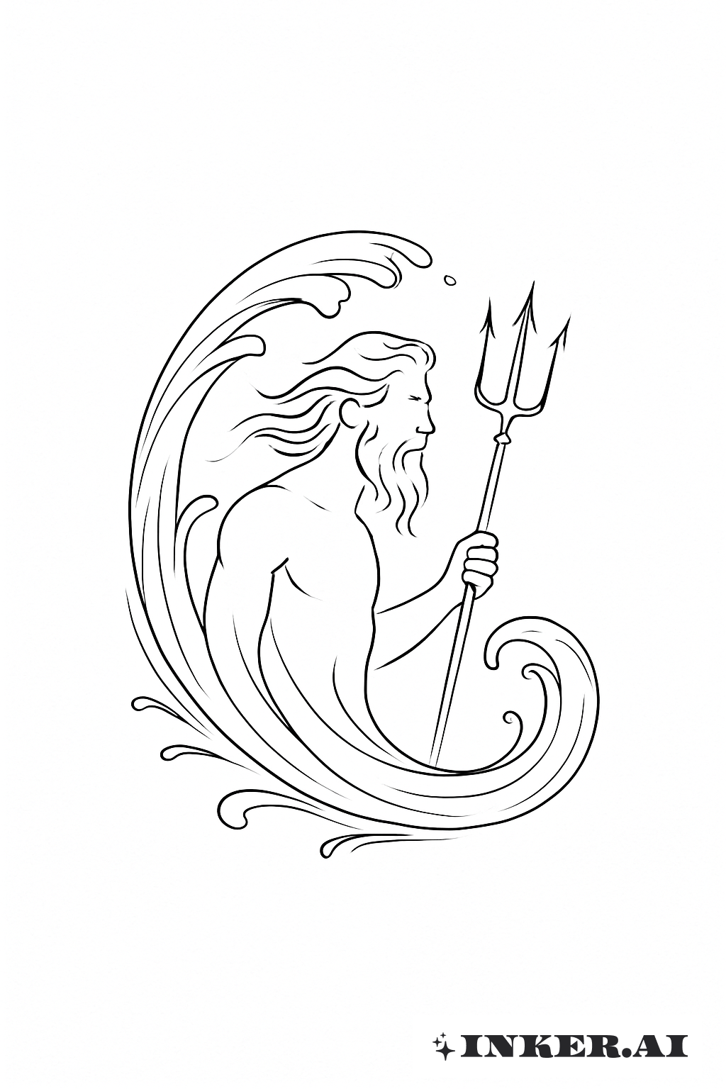 The Silhouette Of Poseidon Within A Crashing Wave