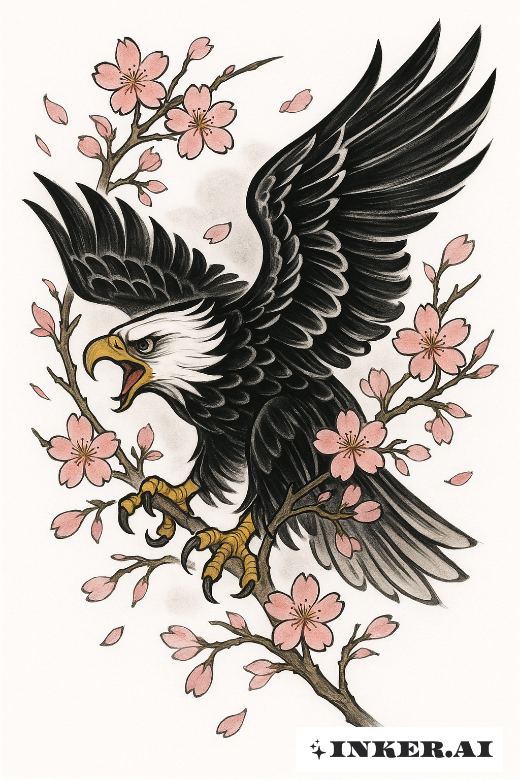 桜の花とアメリカの鷲