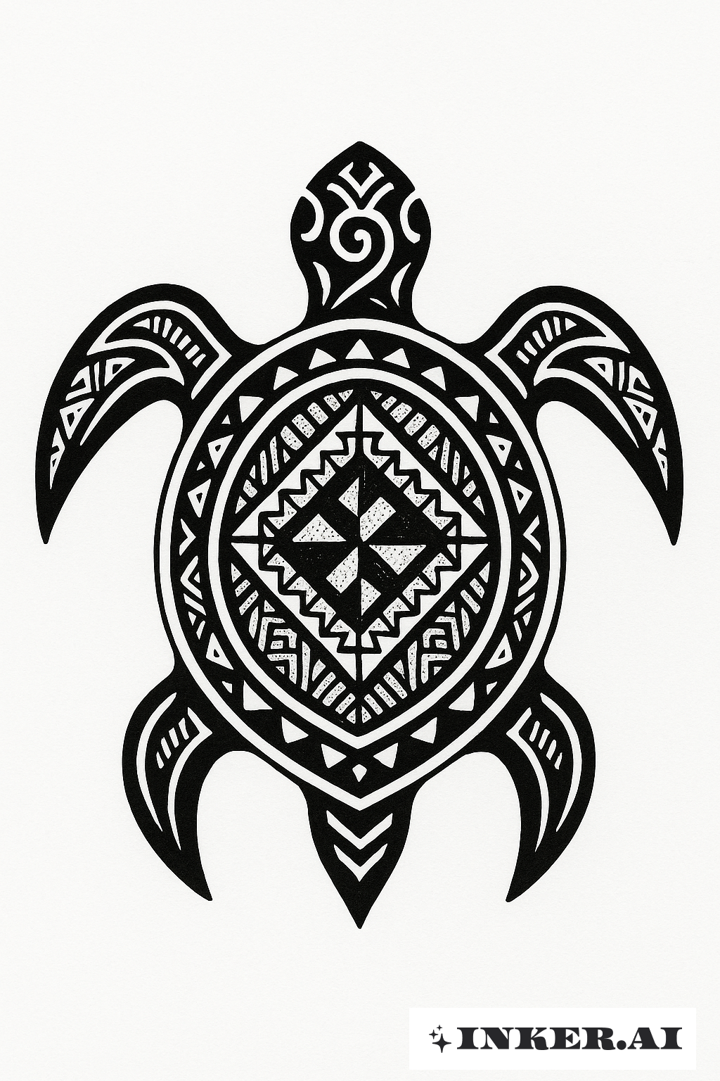 Padrão de Tartaruga Honu em Stick and Poke